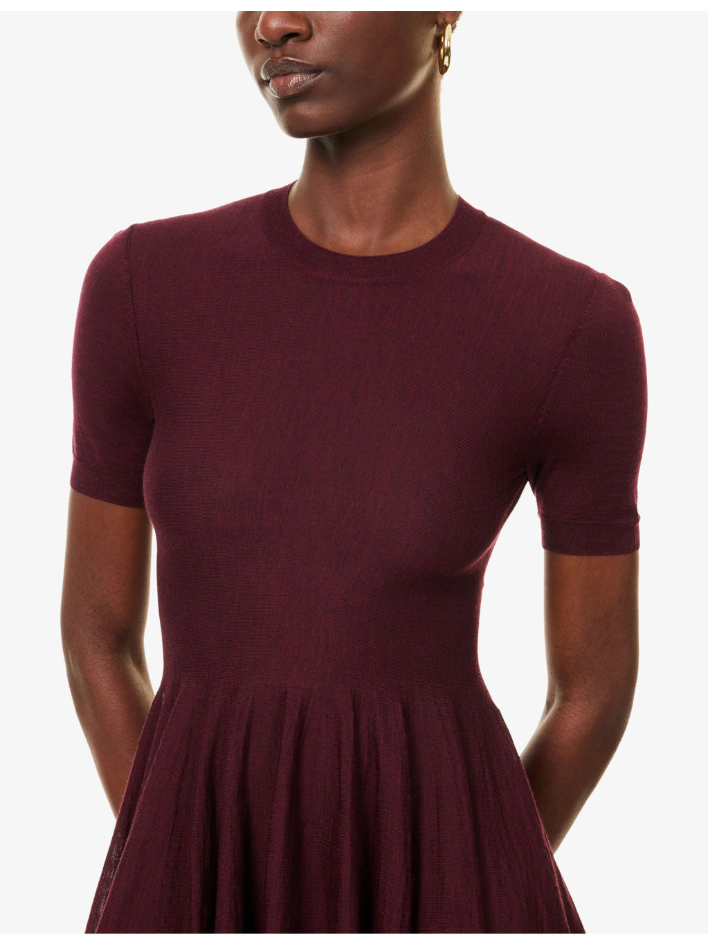 Skater Flared Wool Mini Dress - 5