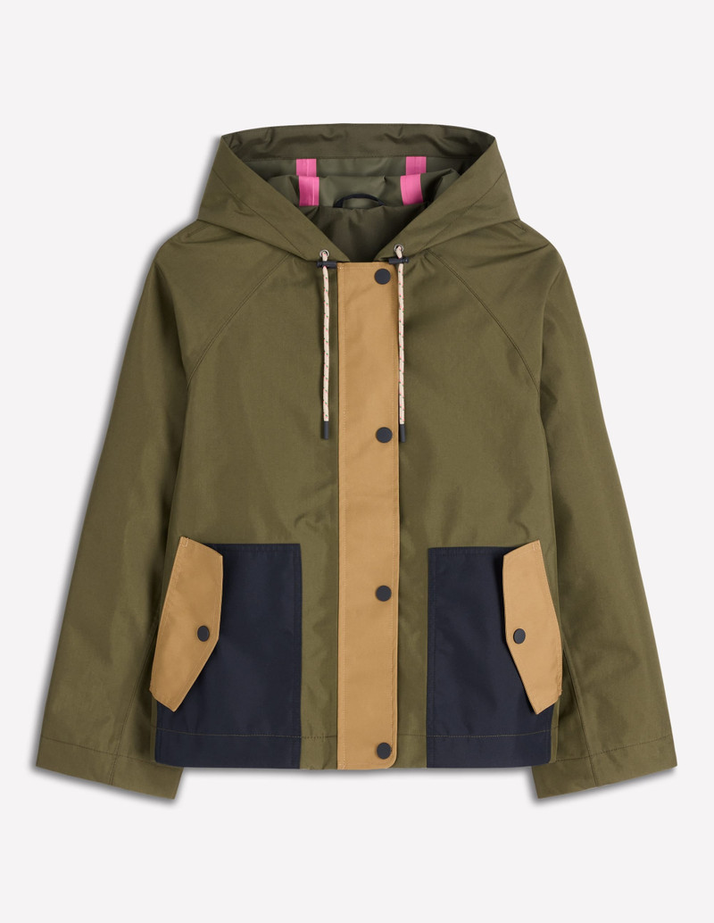 Lightweight Rain Mac-Woodland Green, Colourblock 1