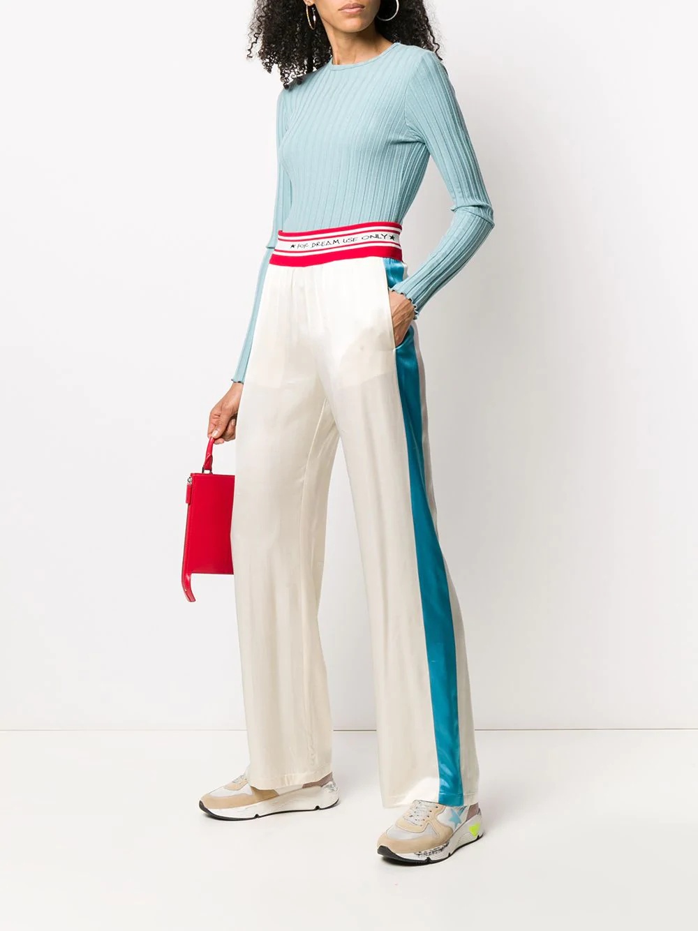 side stripe high-waisted trousers - 2