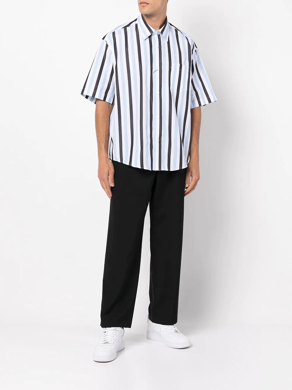 striped short-sleeved shirt - 2