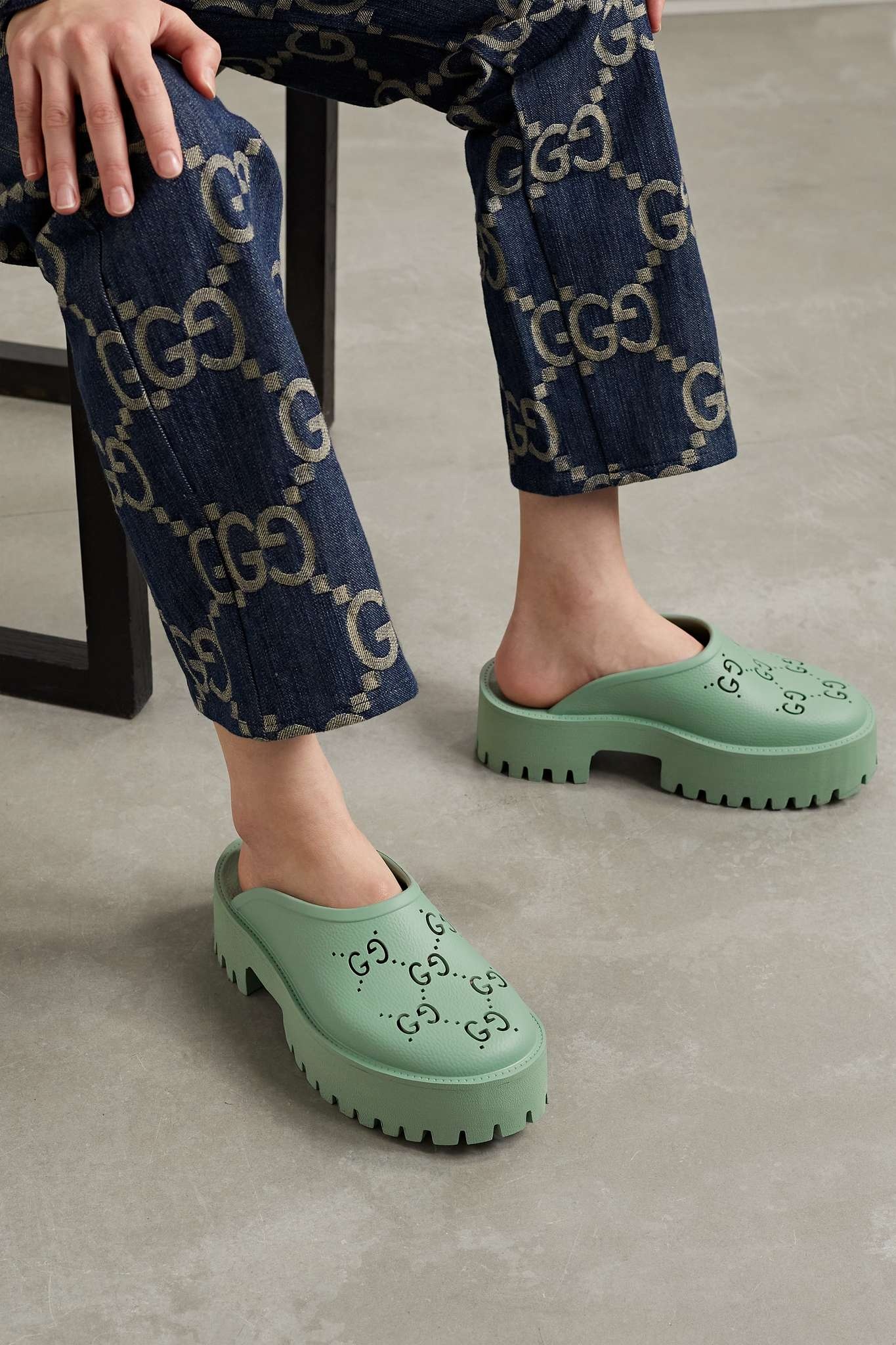 Elea perforated rubber platform mules - 2