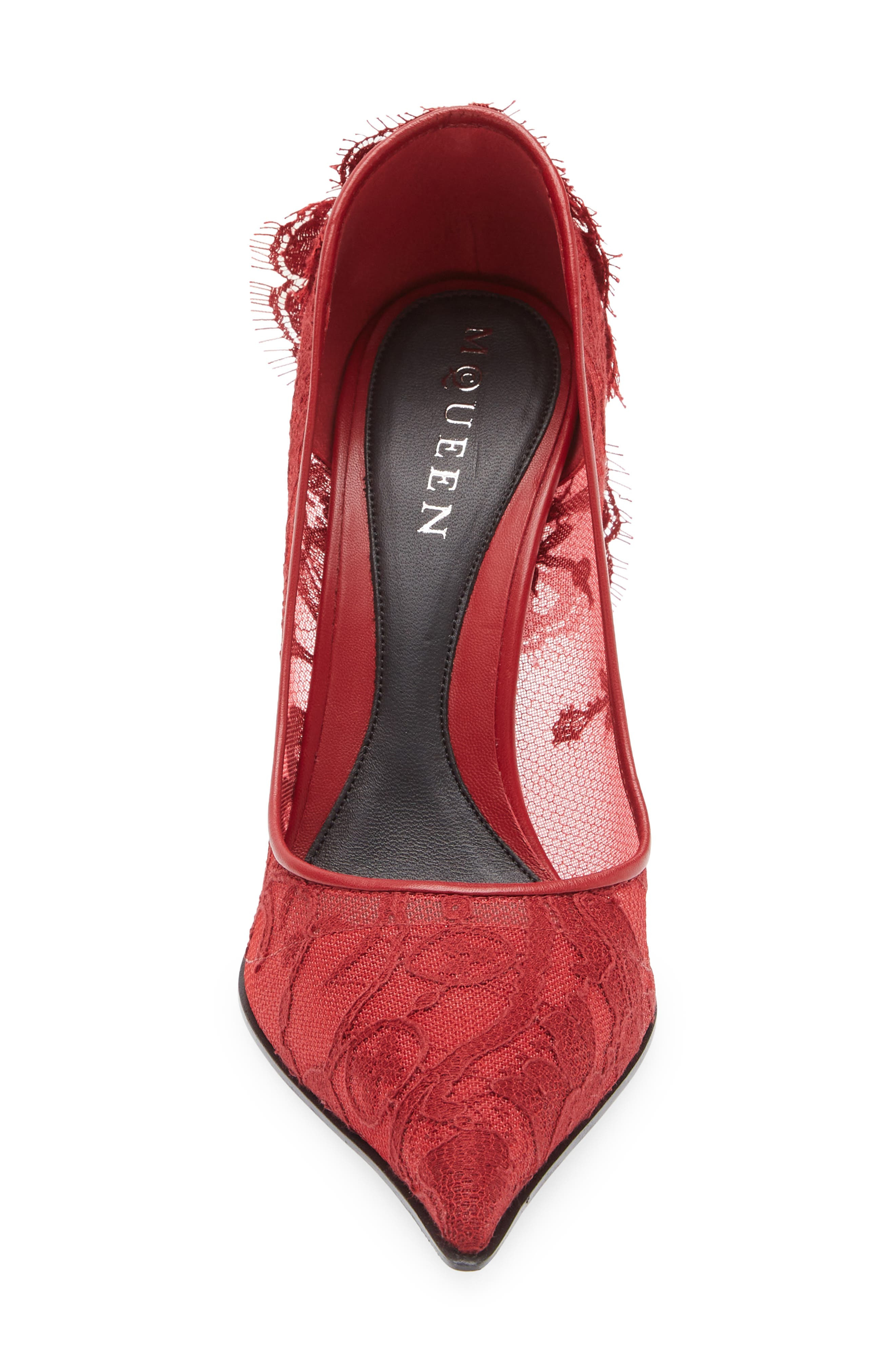McQueen Drape Lace Pointed Toe Pump in Crimson at Nordstrom - 4