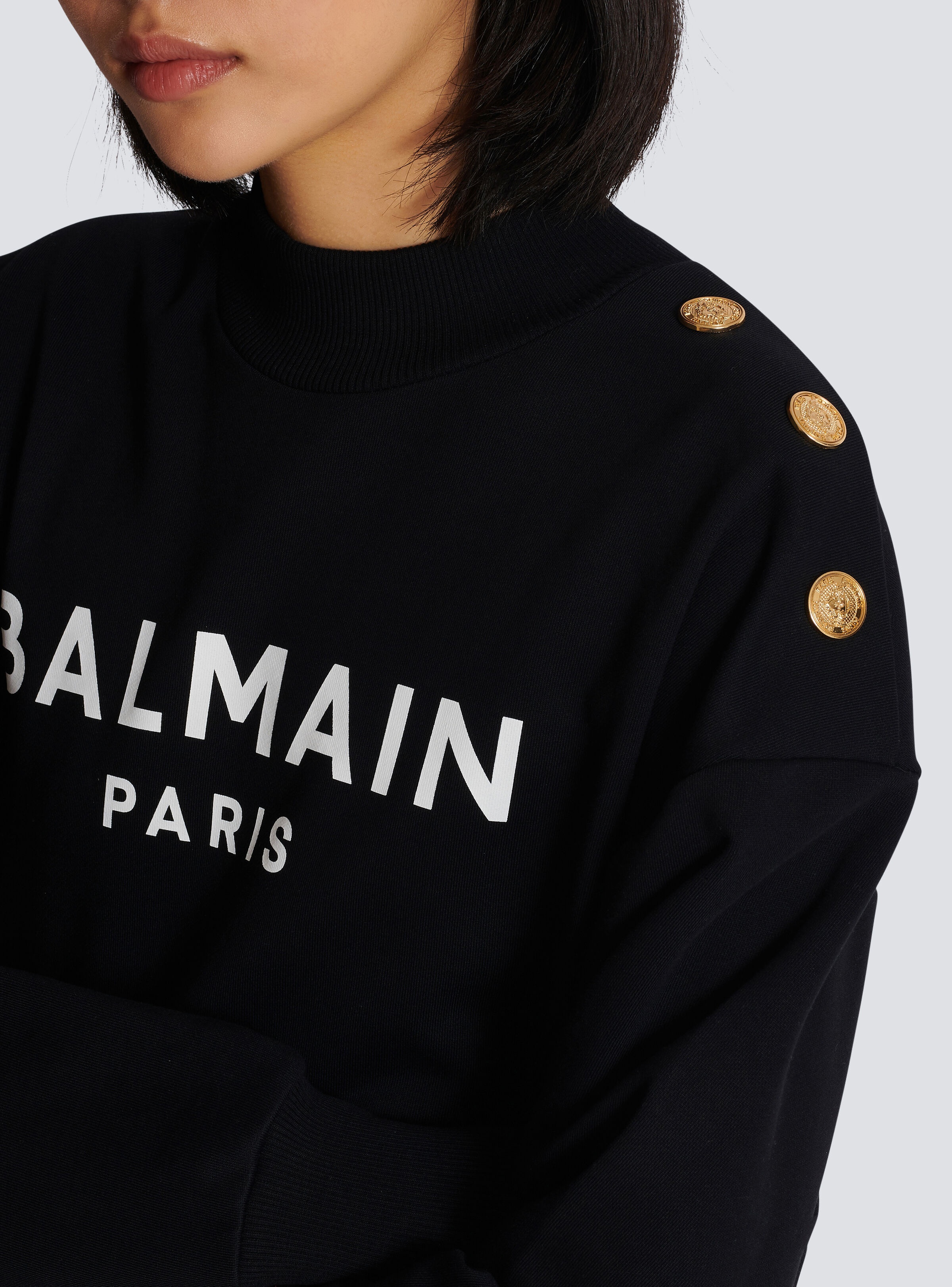 Cropped sweatshirt with Balmain Paris print - 8