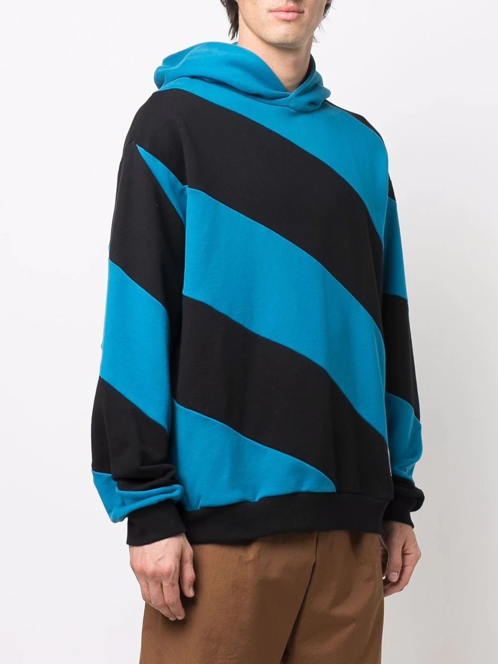 diagonal stripe cotton hoodie - 3