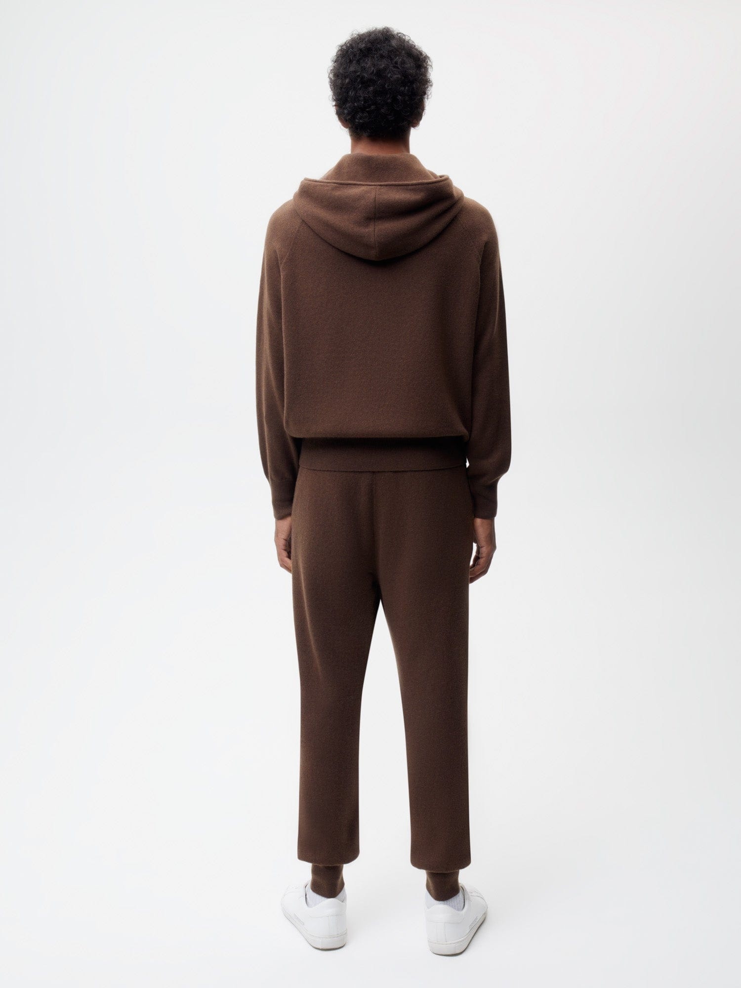 Mens Recycled Cashmere Track Pants - Chestnut Brown - 3