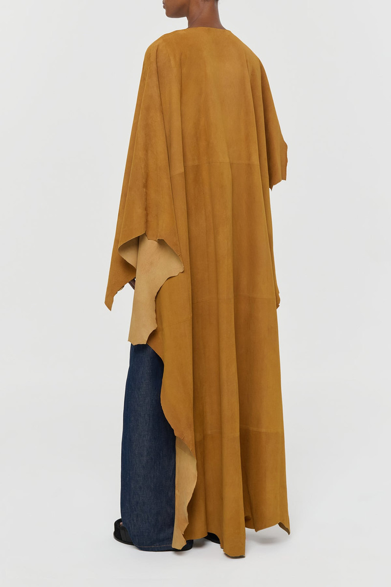 Calian Raw Cut Cape In Cashew Suede 6