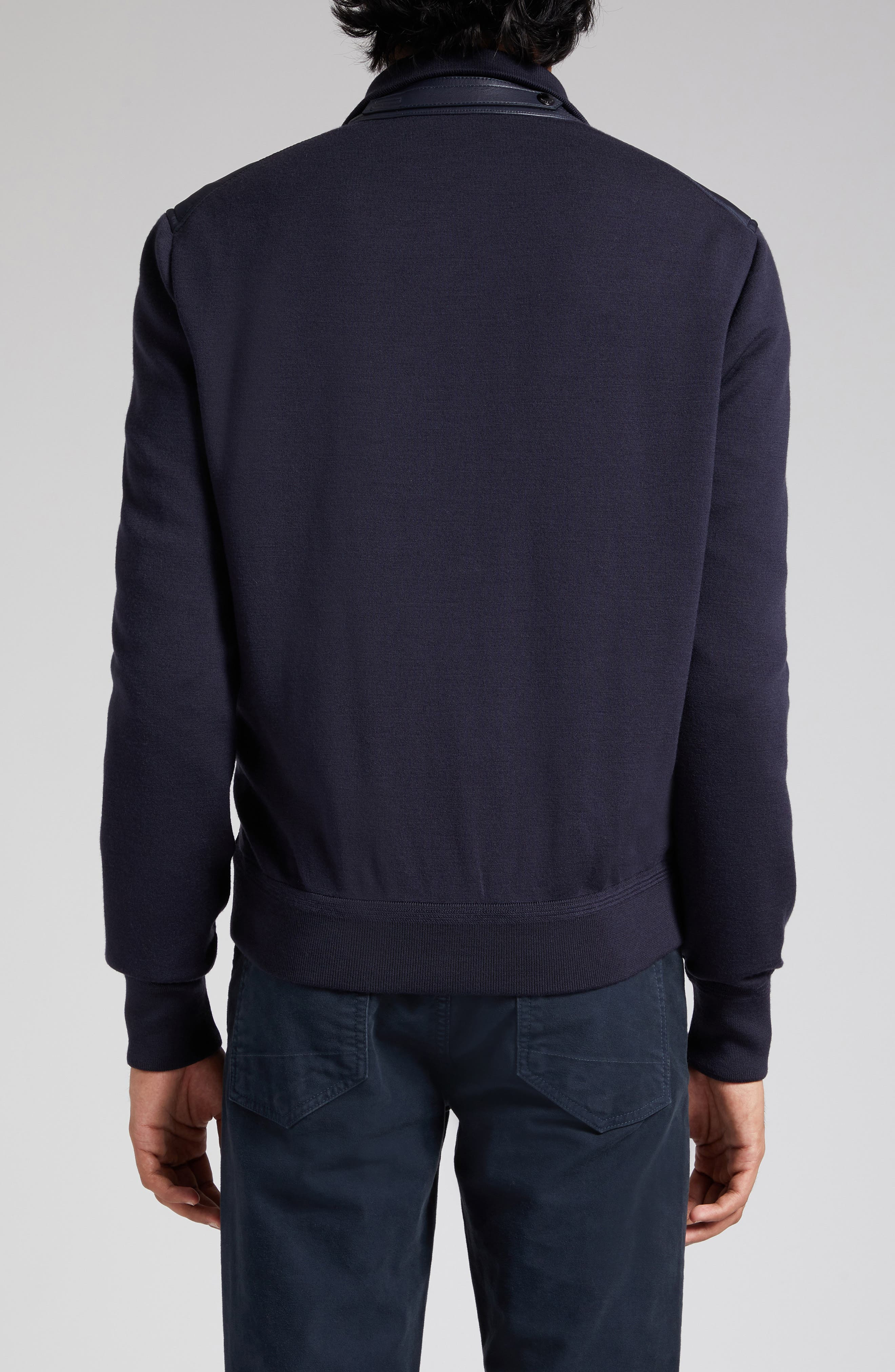 Mixed Media Funnel Neck Zip Sweater - 3