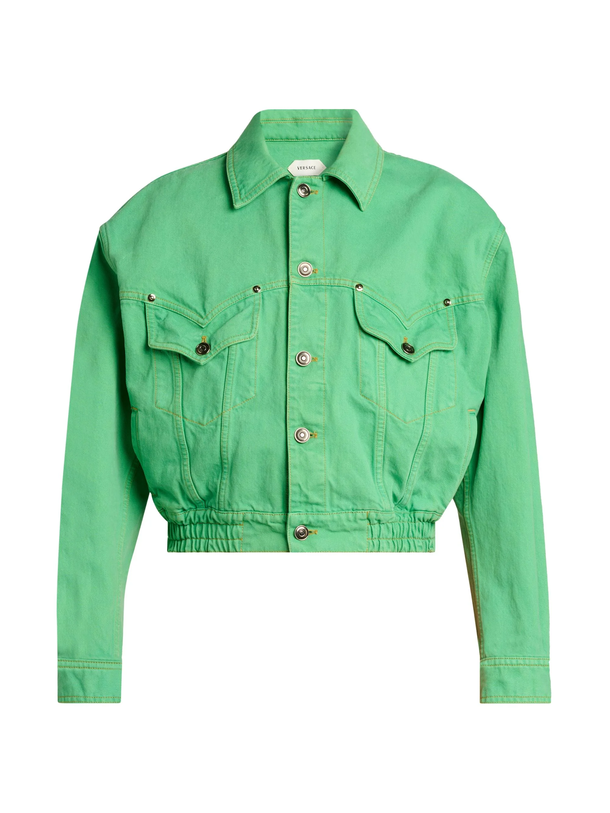 Women's Blouson Denim Jacket - Pale Green - 1