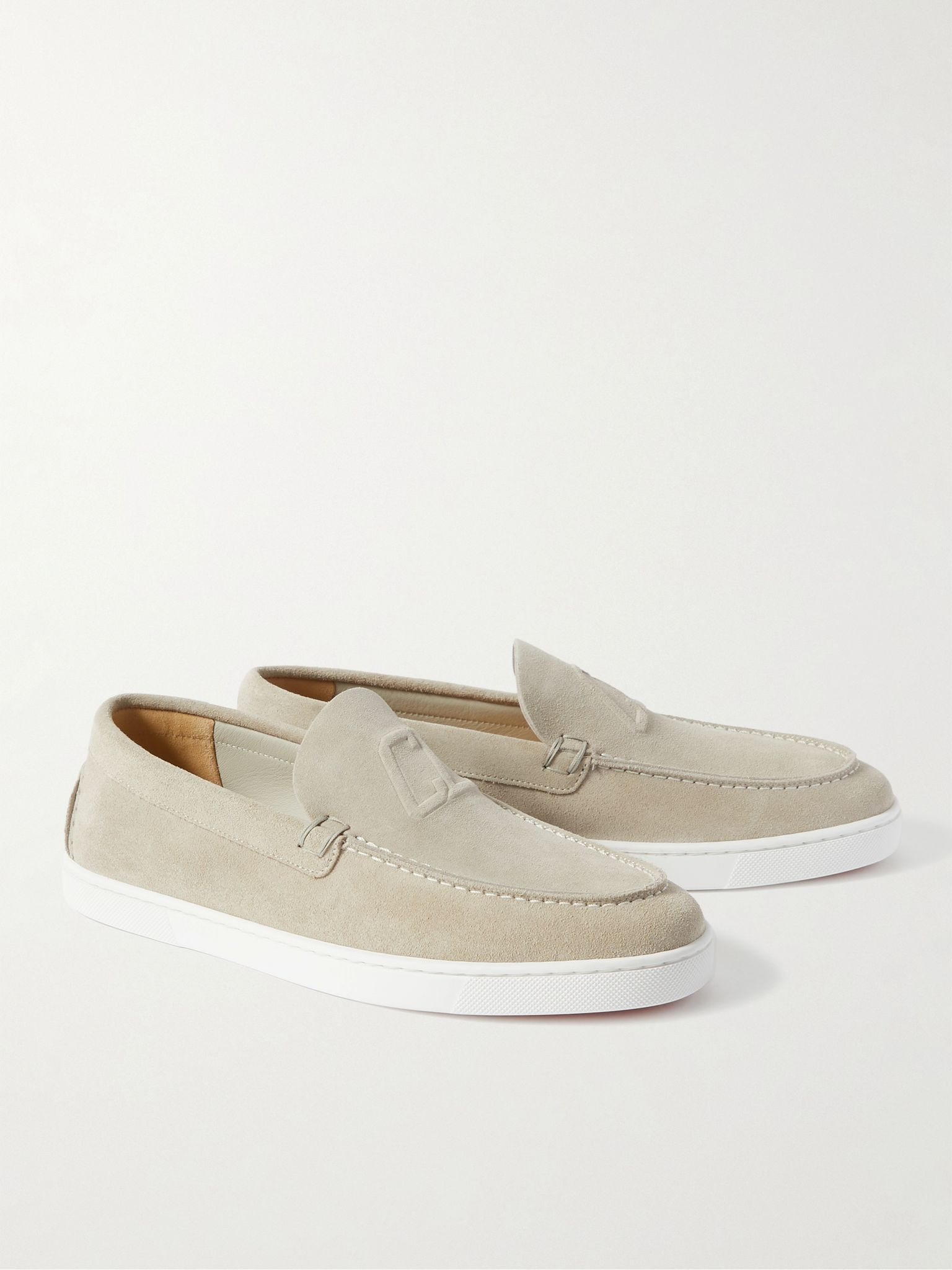 Varsiboat Logo-Embossed Suede Loafers Beige - 3