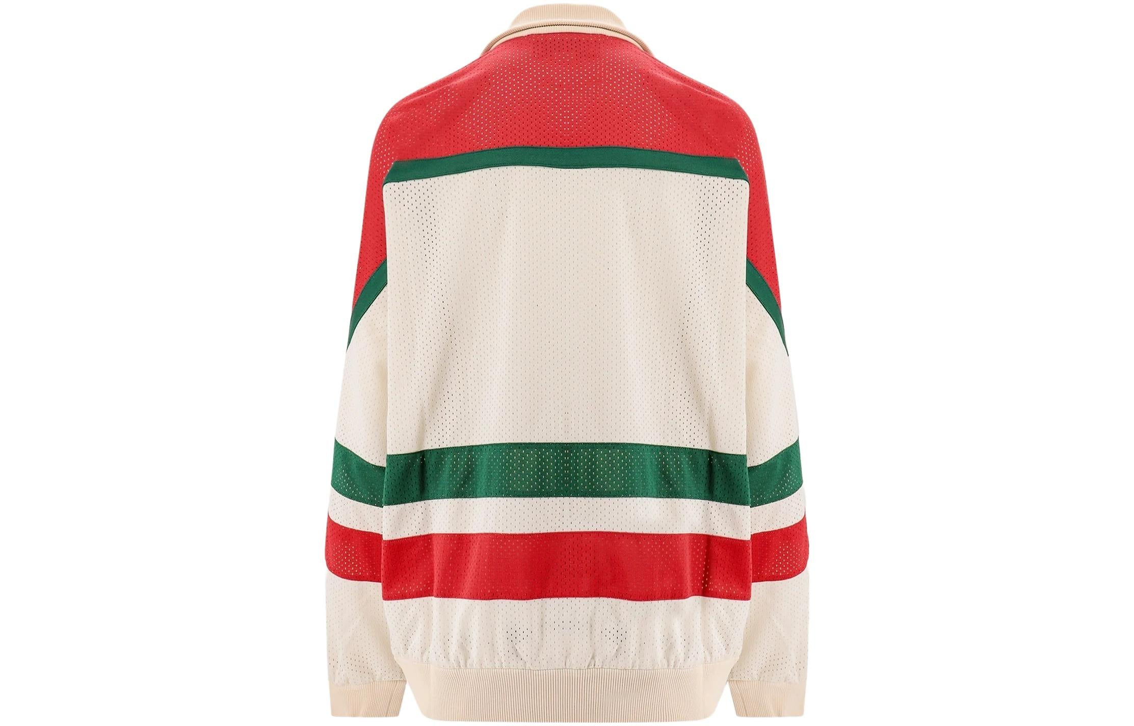 Gucci Mesh Fabric Zip Jacket 'Off White Red' 737369-XJFFK-9212 - 2
