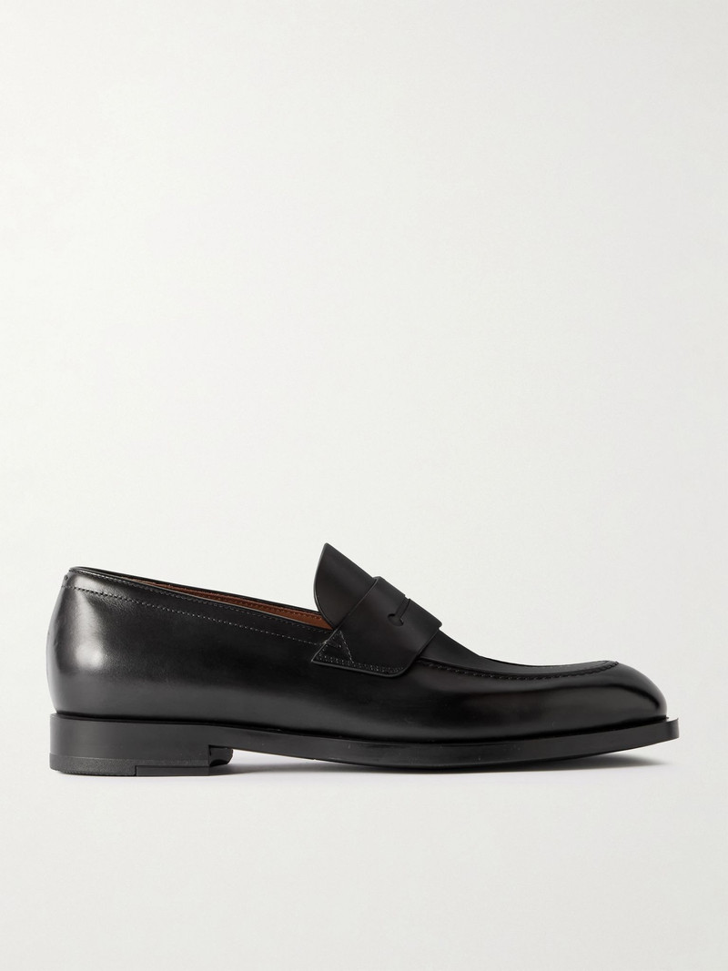 New Classic Flex Glossed-Leather Penny Loafers Black 1