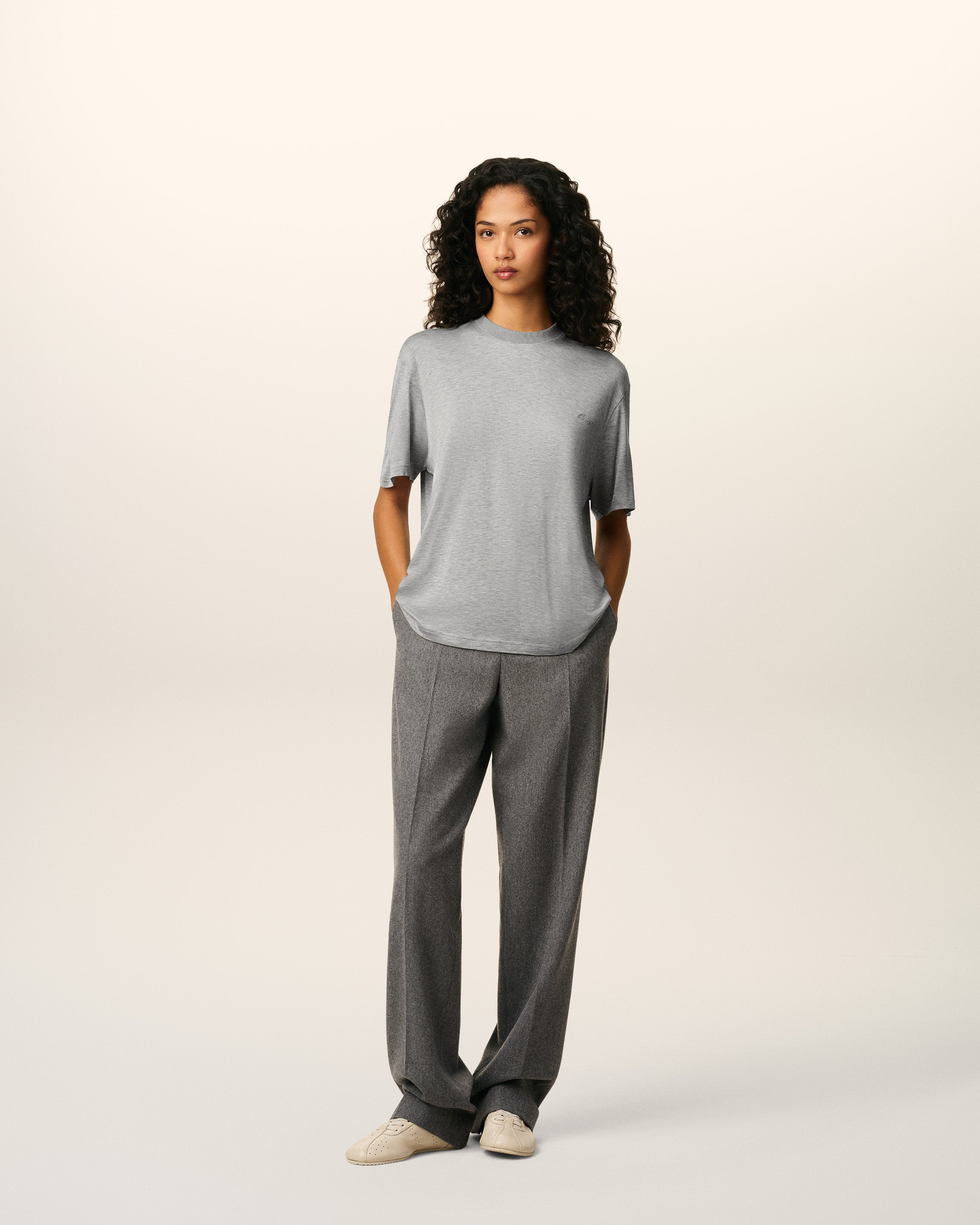 GREY COTTON SHORT SLEEVES T-SHIRT - 2