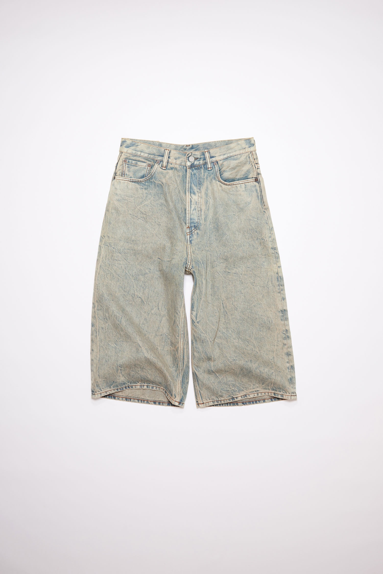 Organic denim shorts - Light blue/brown - 5
