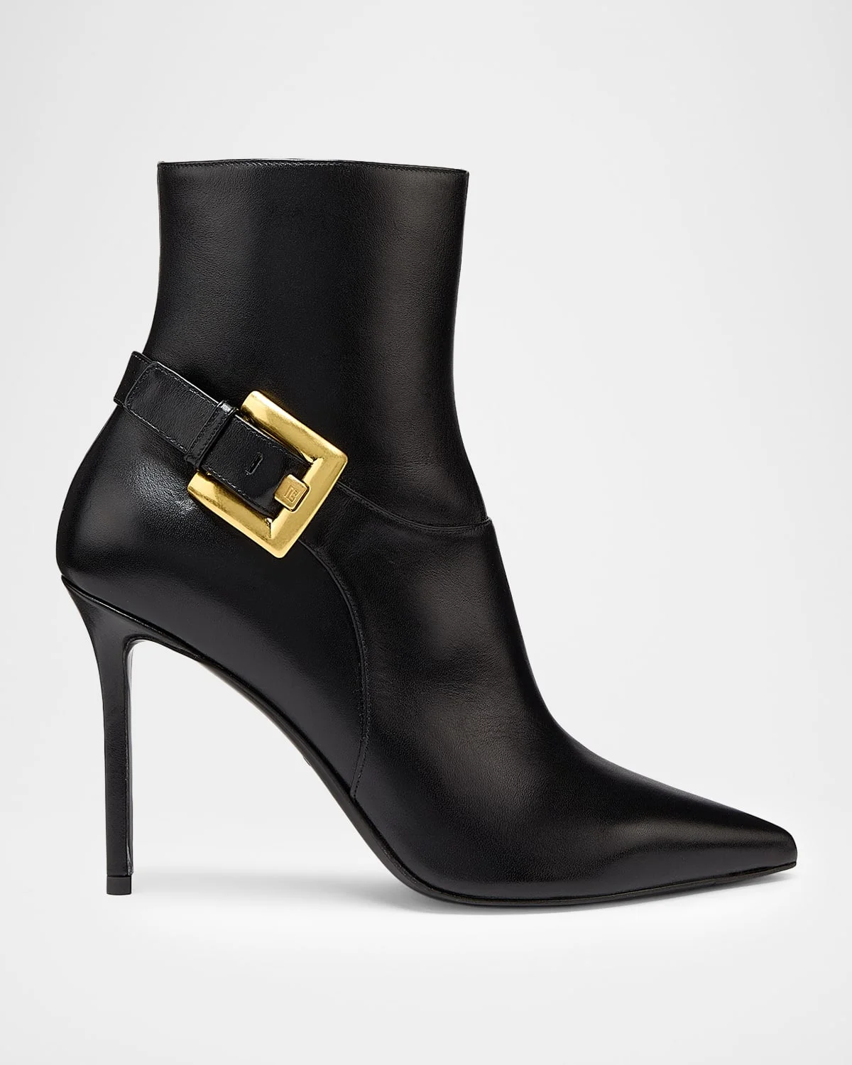 85mm Buckle Leather Ankle Booties - 1