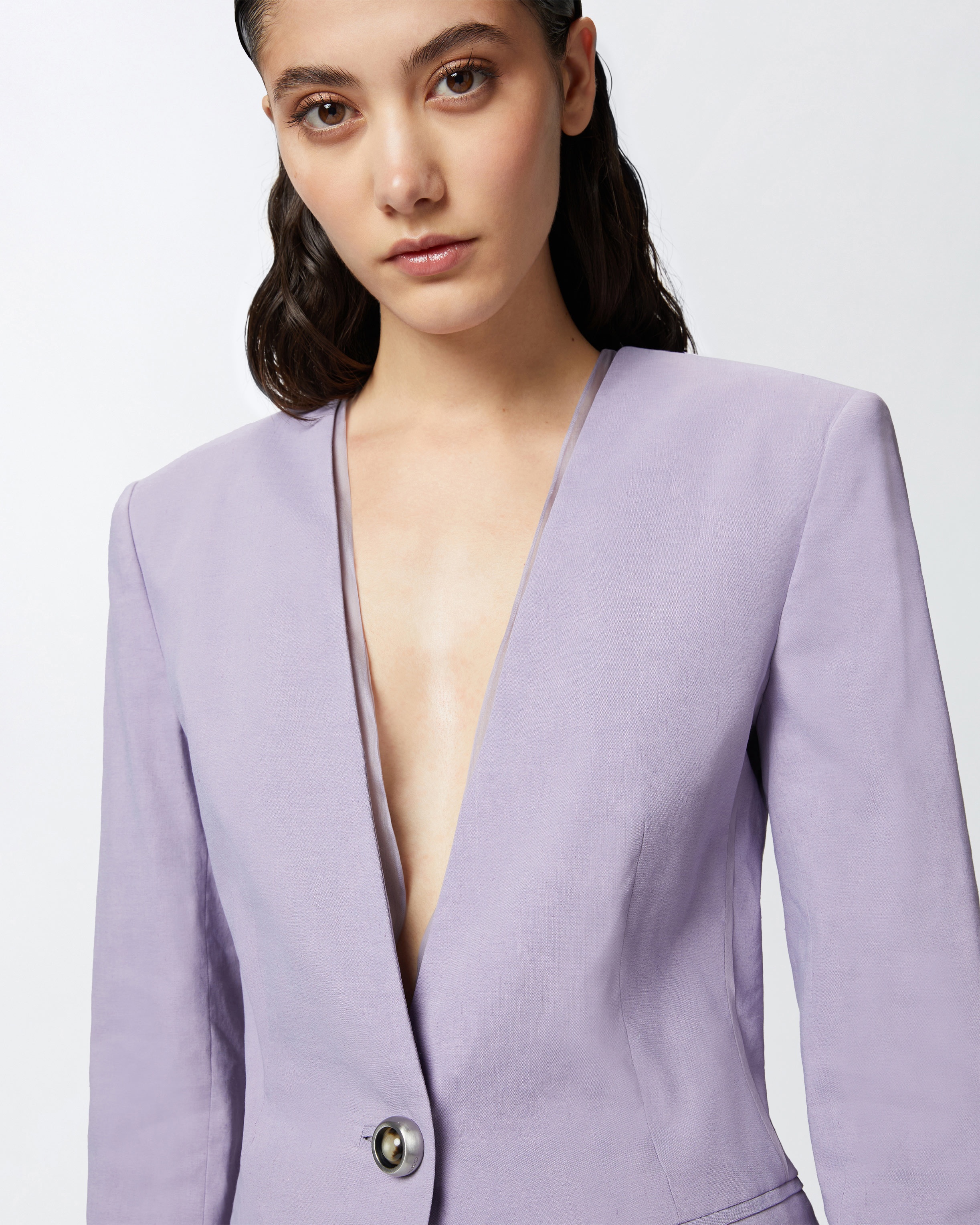 ELEGANT LINEN AND SILK ORGANZA BLAZER - 5