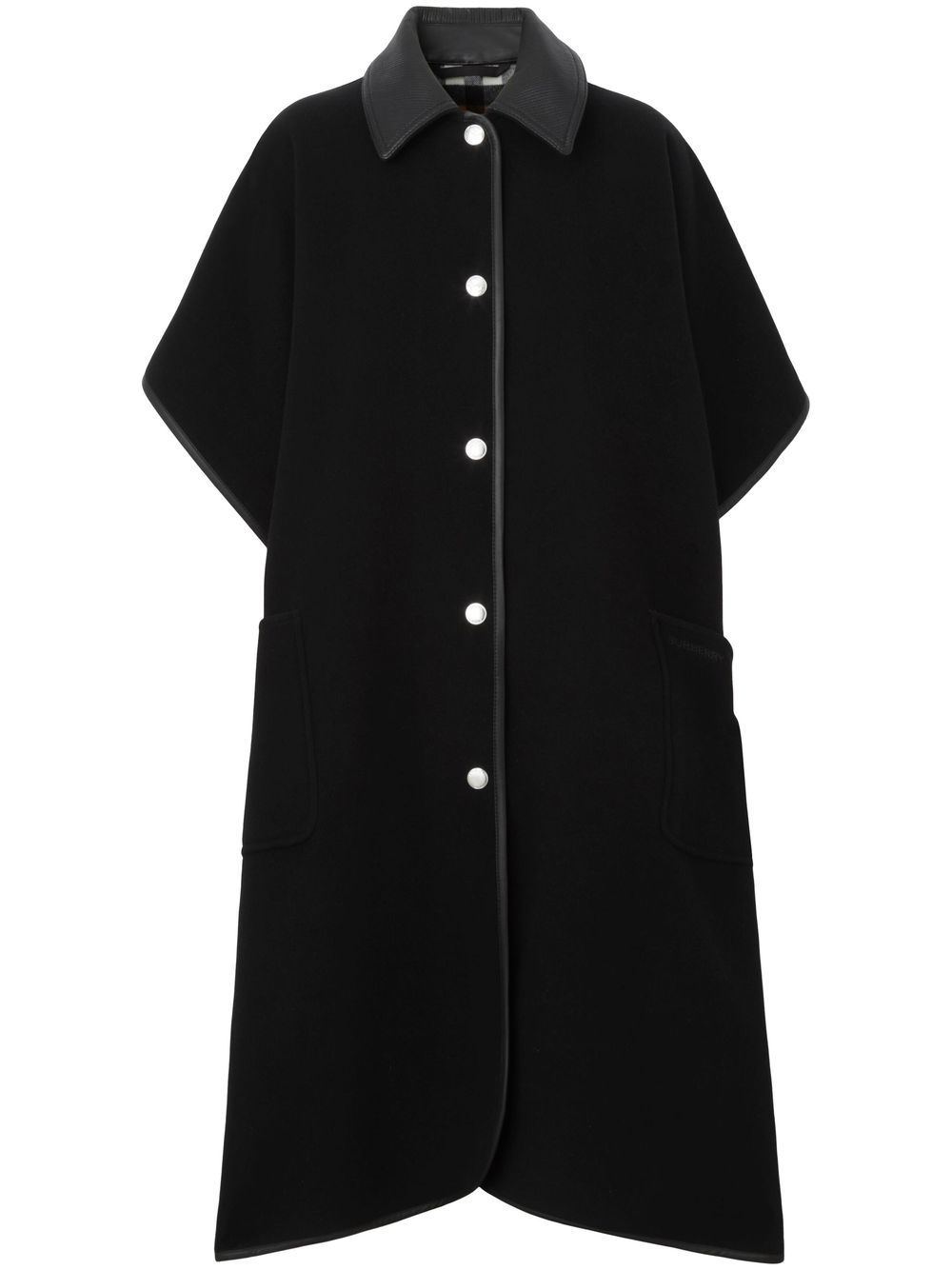 reversible check wool cape coat - 1