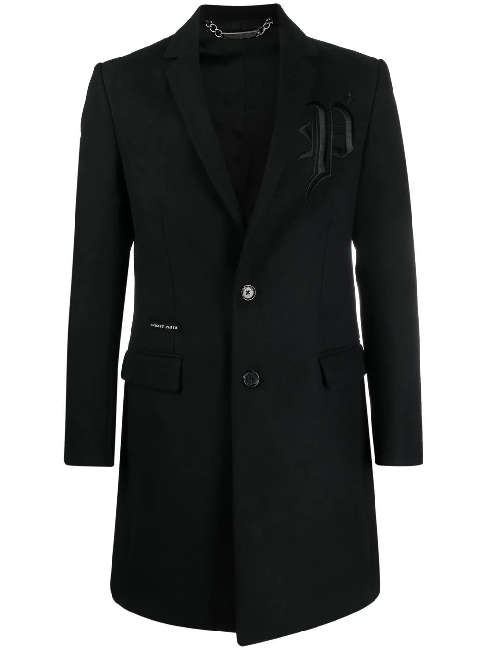 embroidered-logo single-breasted coat - 1