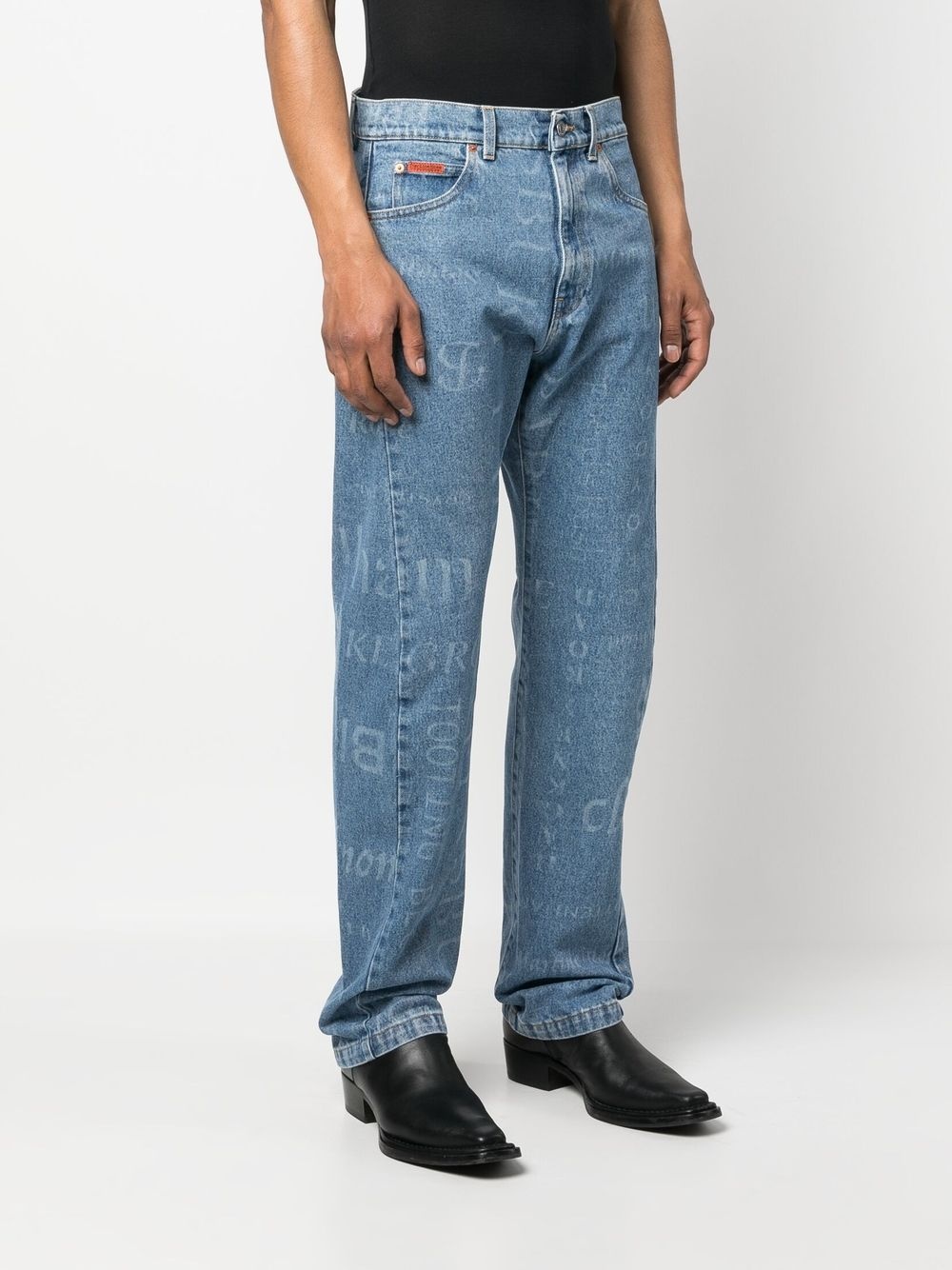 printed straight leg jeans - 4