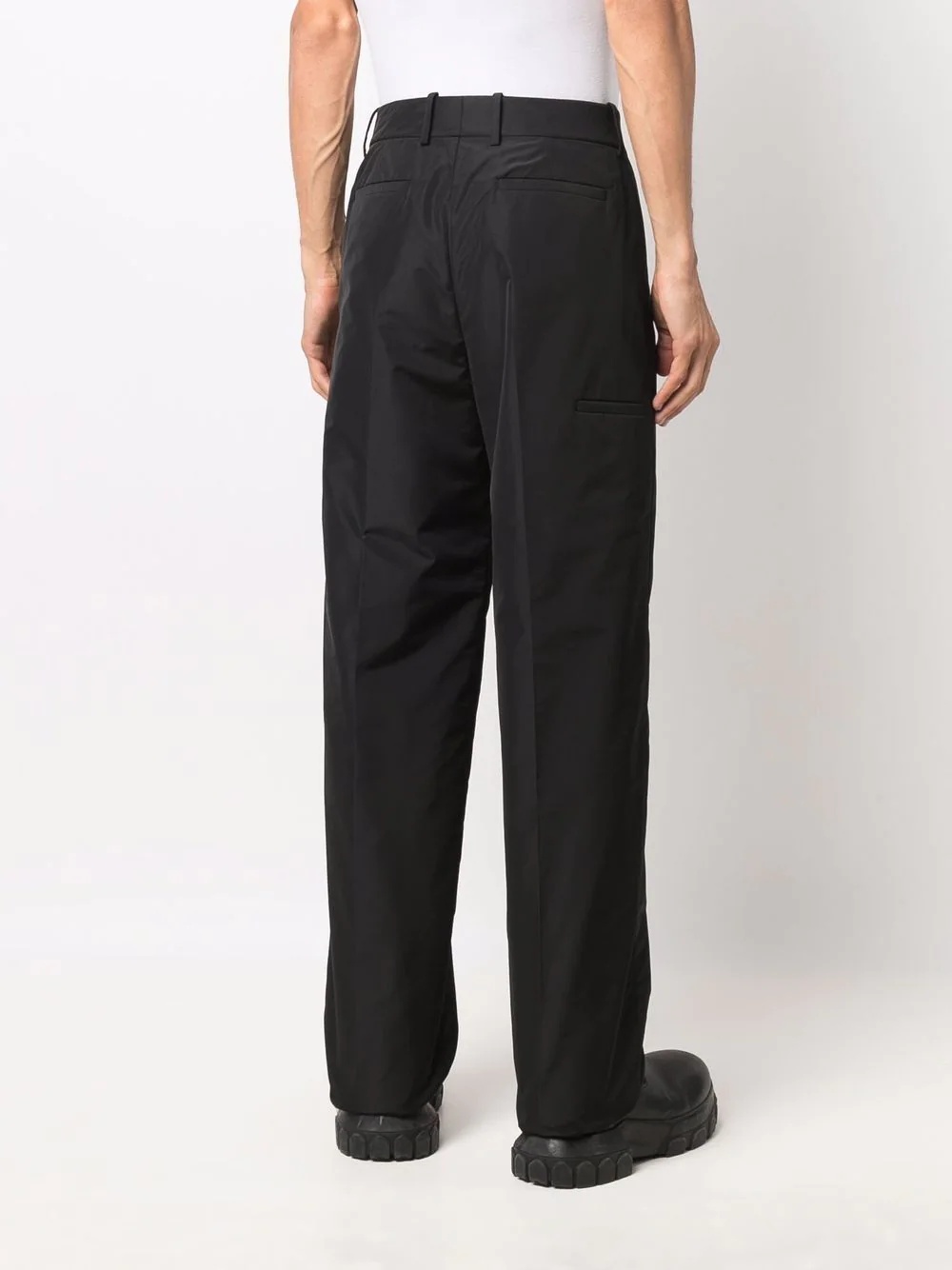 padded straight-leg trousers - 4