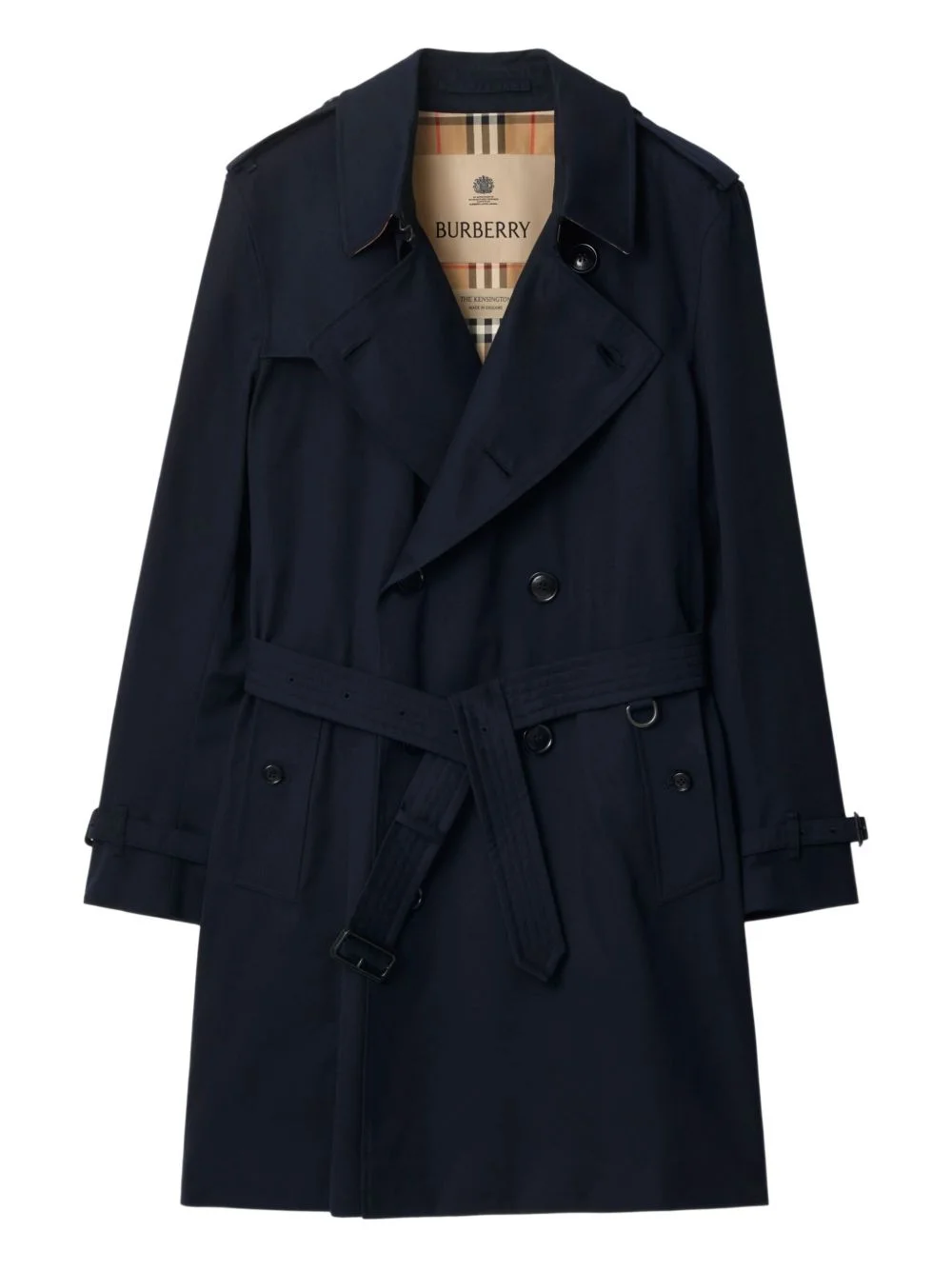 belted double-breasted trench coat - 1