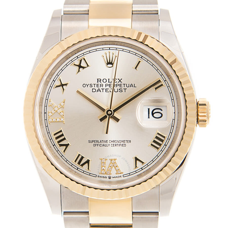 Rolex Datejust 36 Silver Diamond Dial Men's Stainless Steel and 18kt Yellow Gold Oyster Watch 126233 - 2