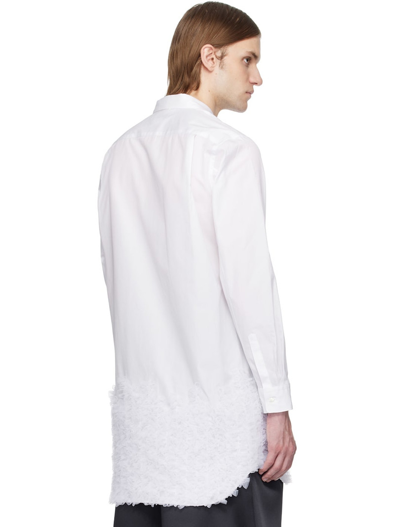 White Cotton Broad & Nylon Tulle Shirt 3