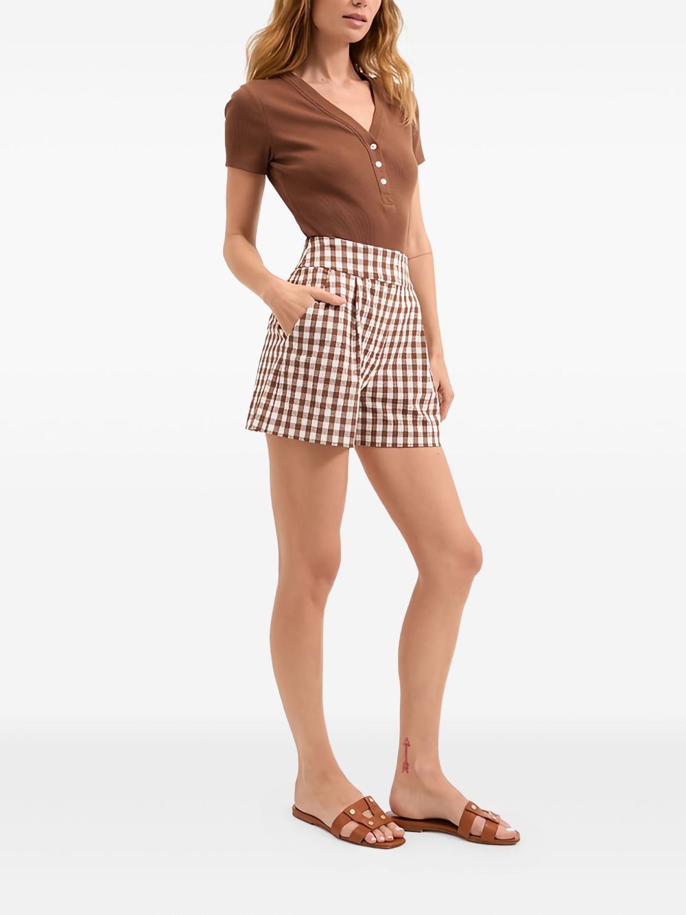 Haina gingham-pattern pleated shorts - 3