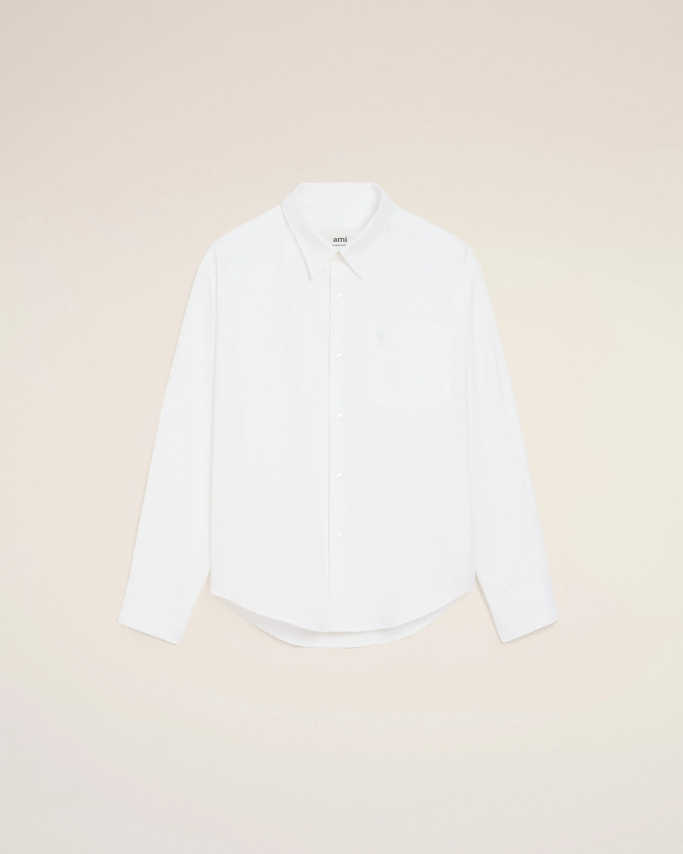 WHITE COTTON AMI DE COEUR BOXY SHIRT - 1