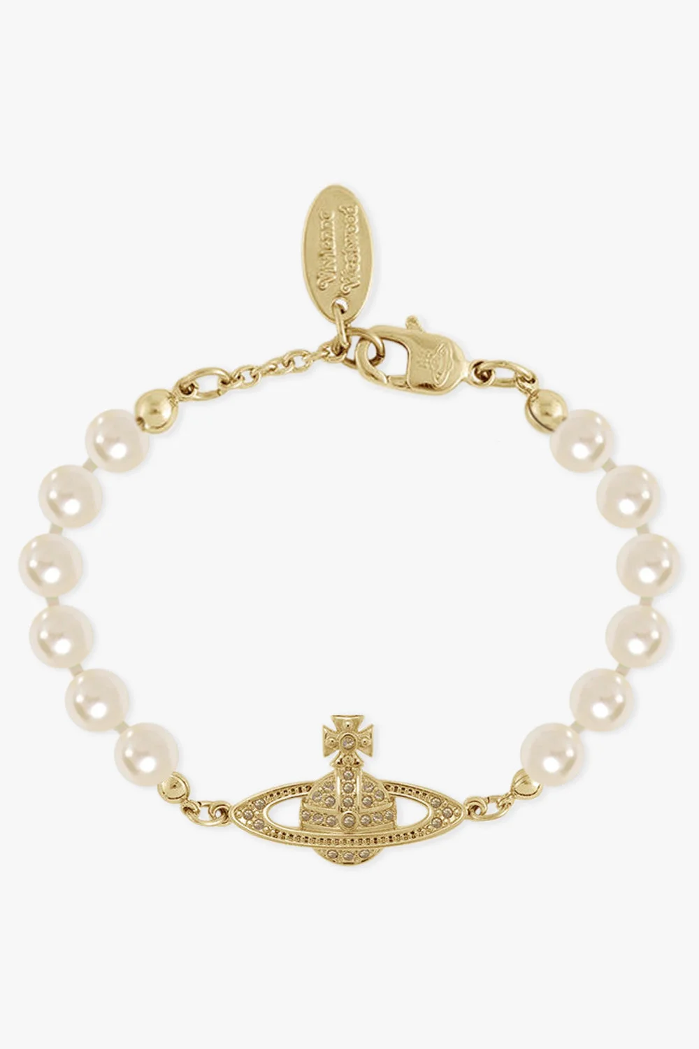 MINI BAS RELIEF PEARL BRACELET | WHITE/GOLD - 1