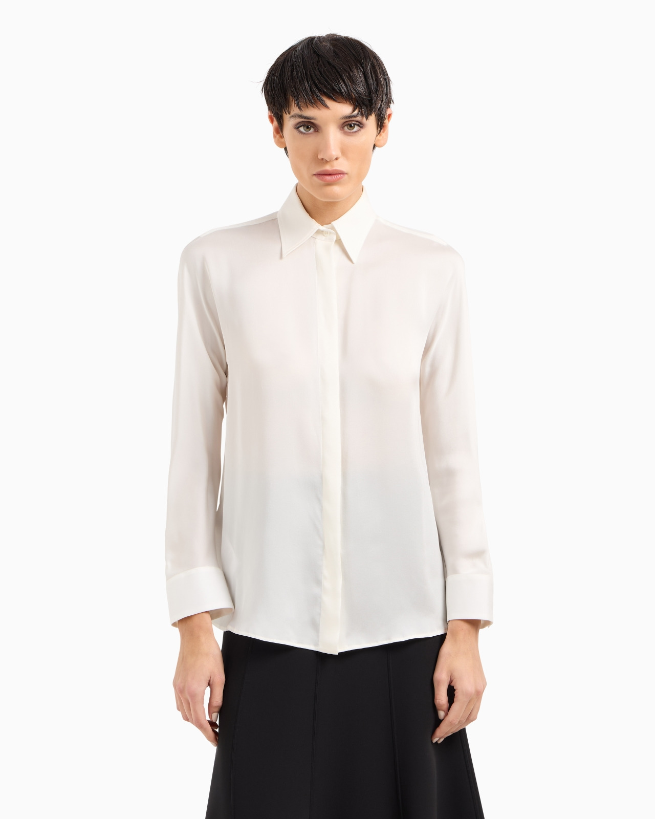 Pure silk charmeuse shirt - 4