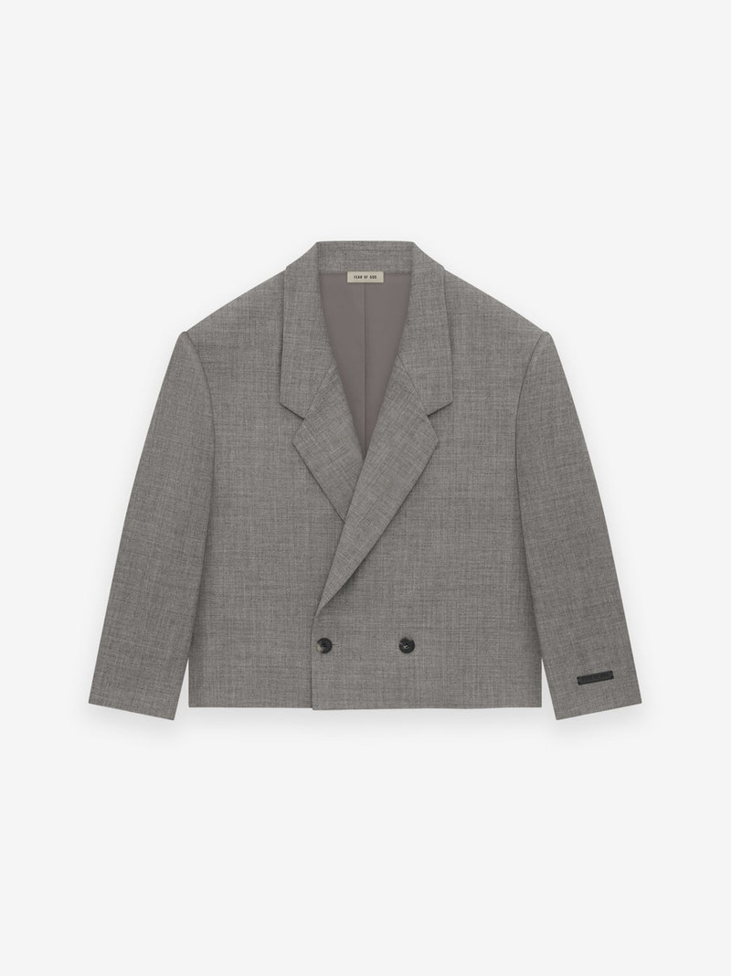 Wool Canvas Cropped Relaxed Blazer 1