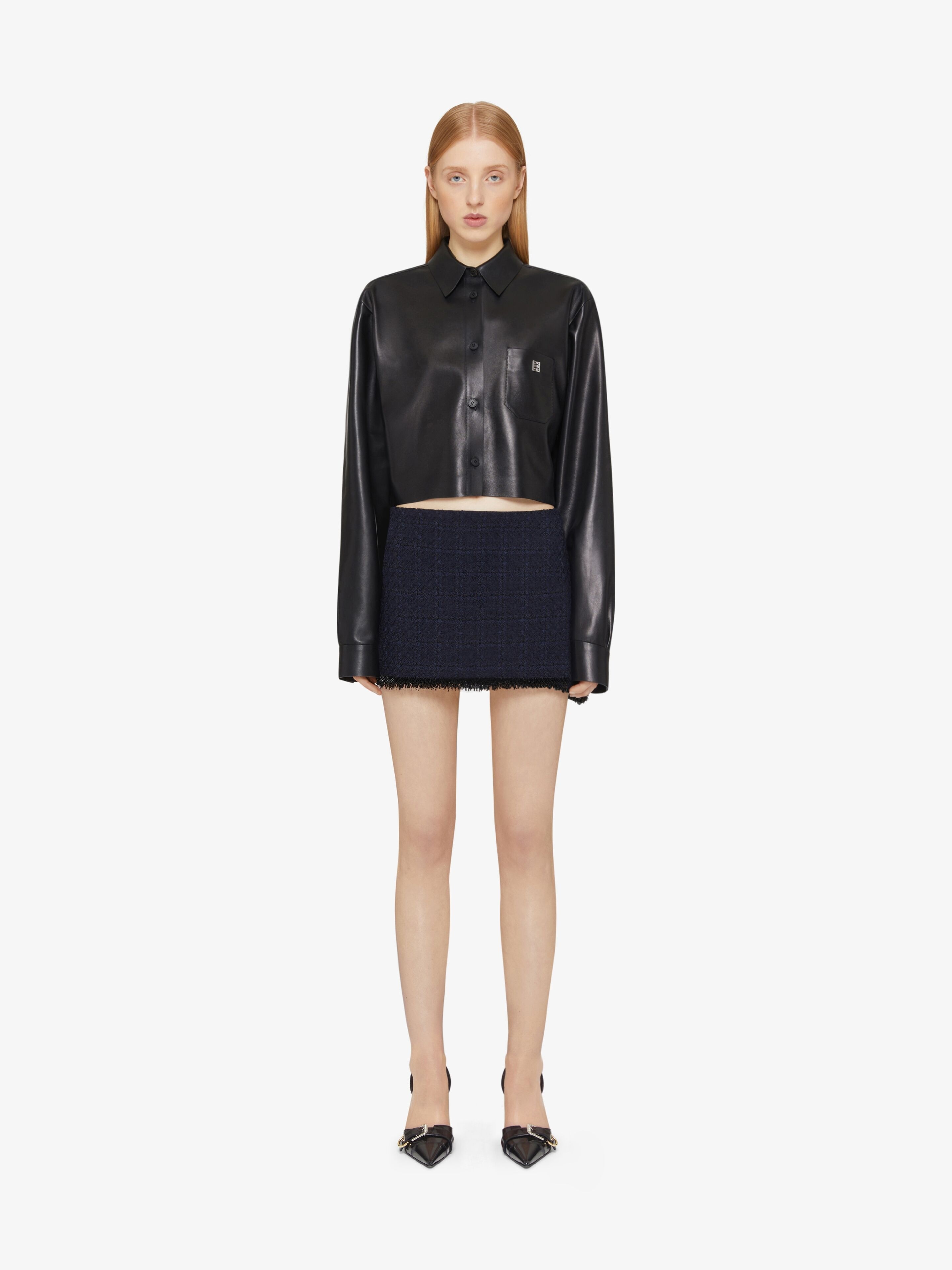 CROPPED SHIRT IN LEATHER WITH 4G DETAIL - 2