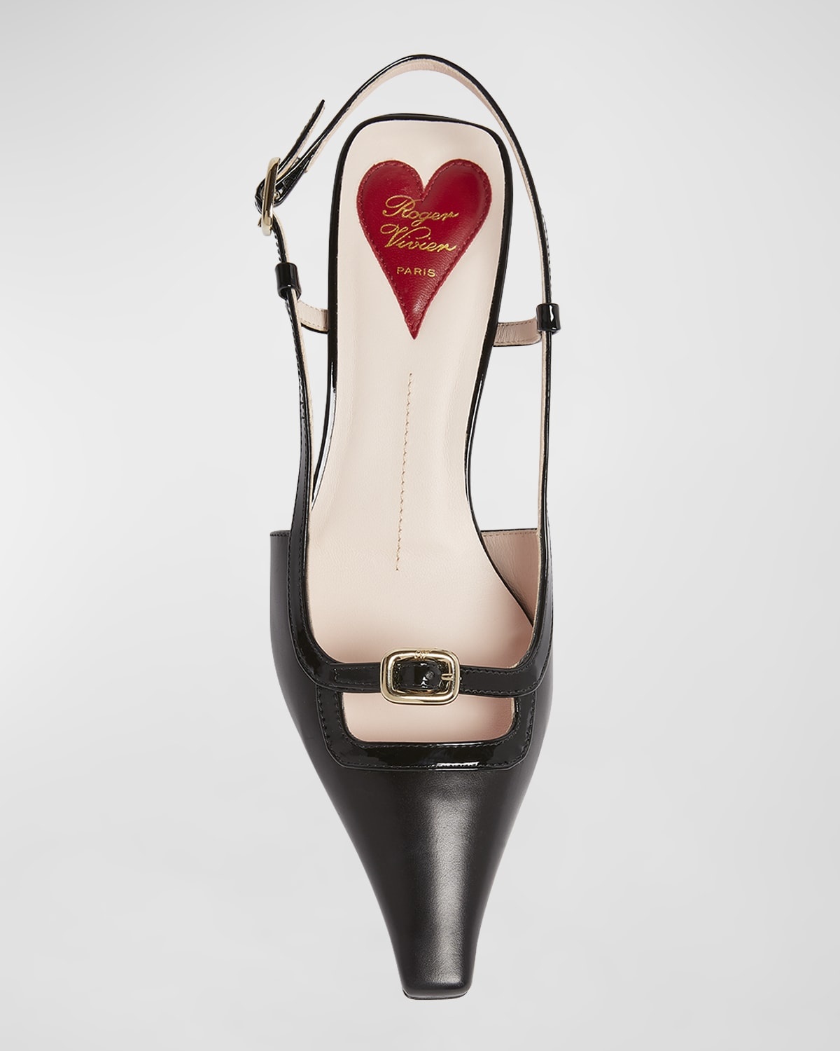 Roger Vivier Mixed Leather Mini Buckle Slingback Pumps
