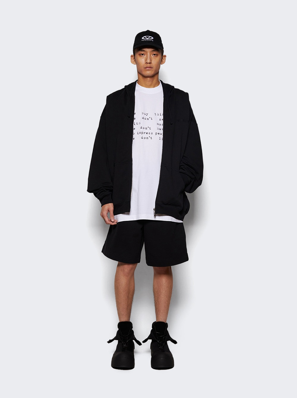 Embroidered Logo Zip Up Hoodie Black - 2