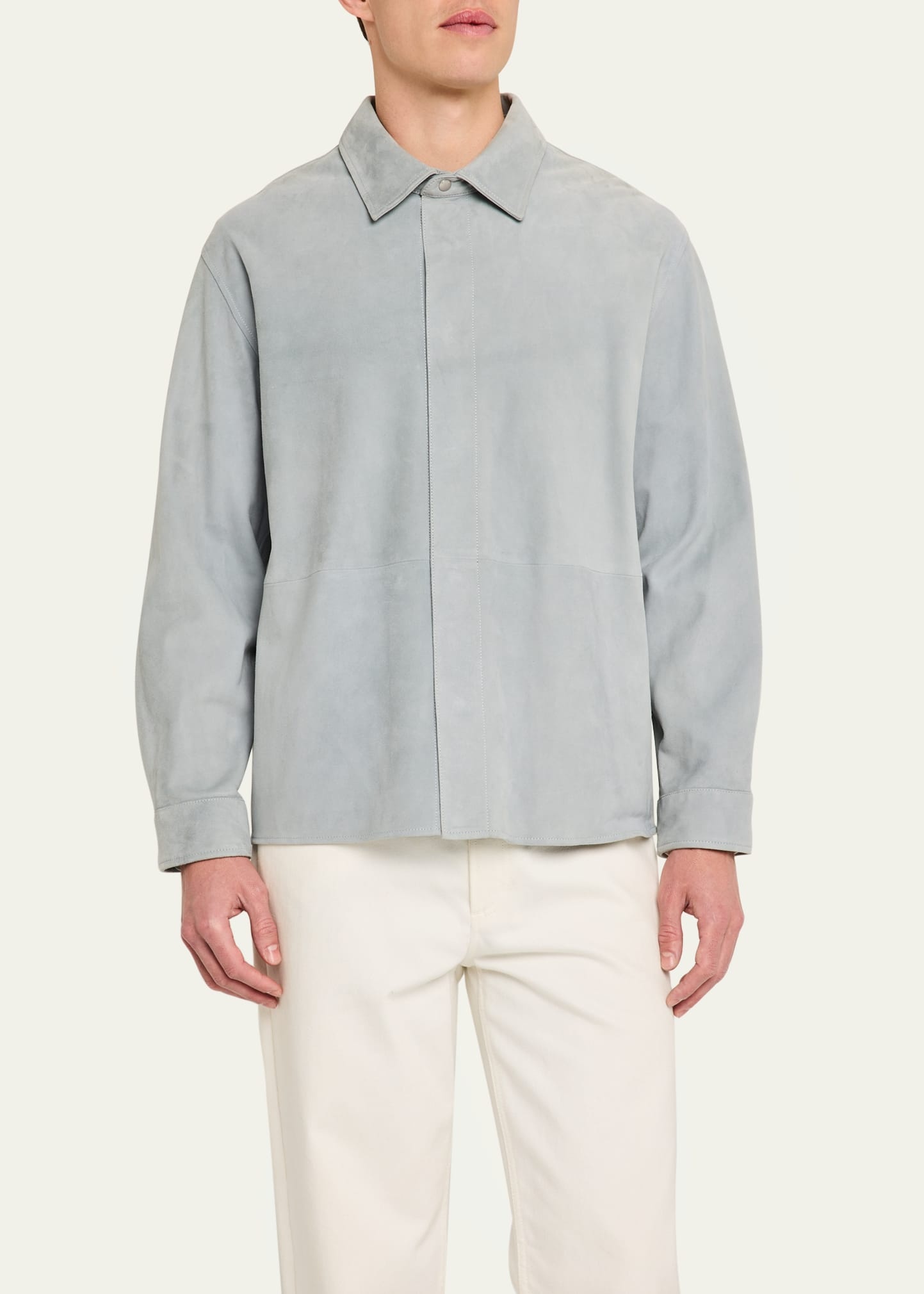 Men's Solid Suede Overshirt - 4
