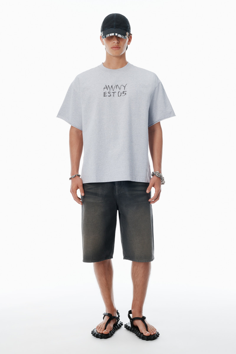 Alexander Wang Light Grey Cotton Boxy Logo T-Shirt outlook