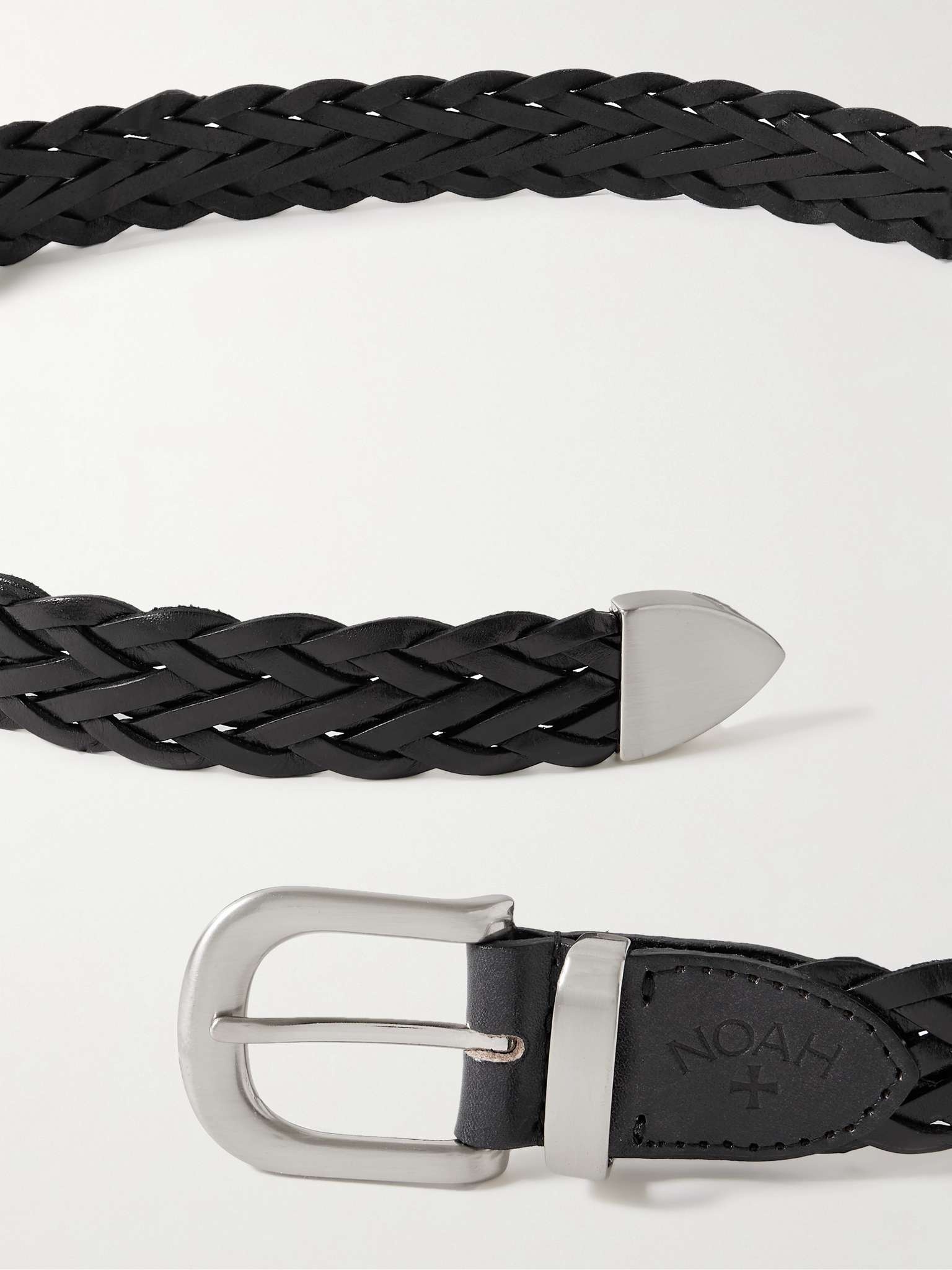 3cm Logo-Debossed Woven Leather Belt - 2