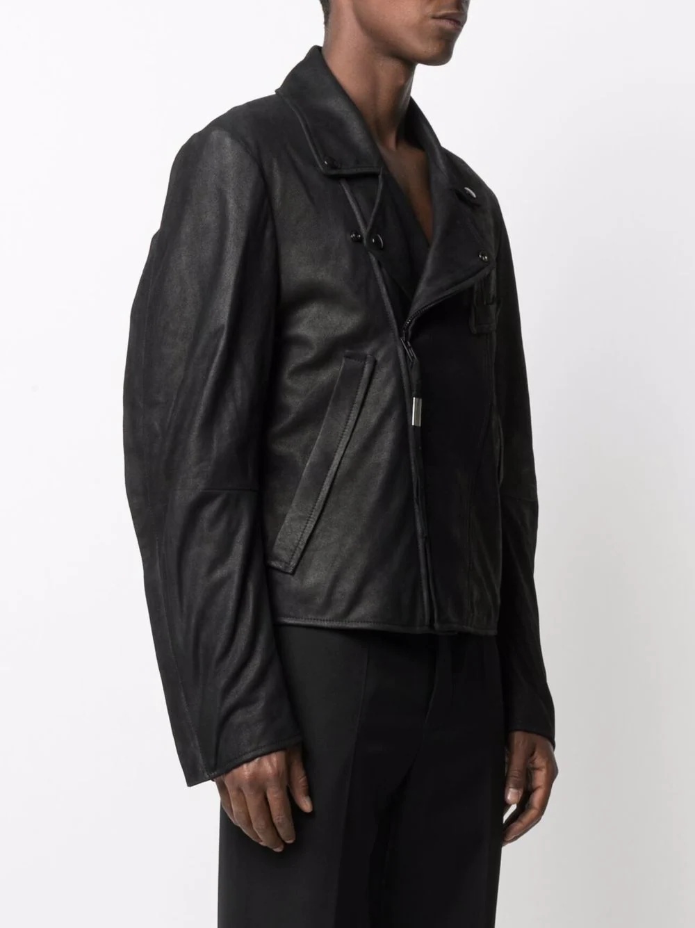 asymmetric leather biker jacket - 3