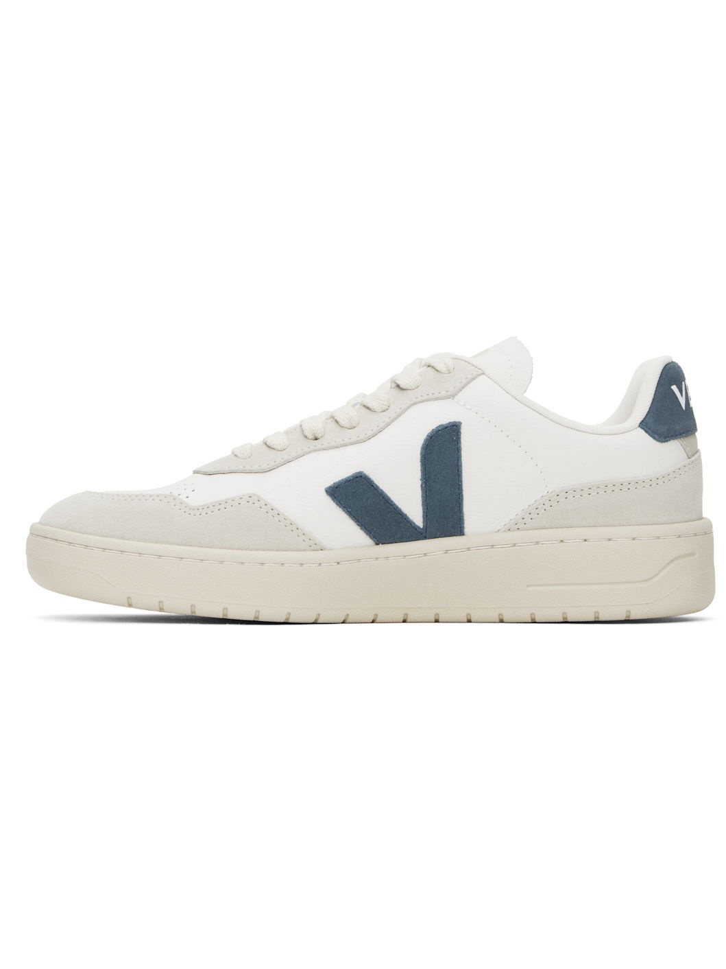 White & Gray V-90 Leather Sneakers - 3
