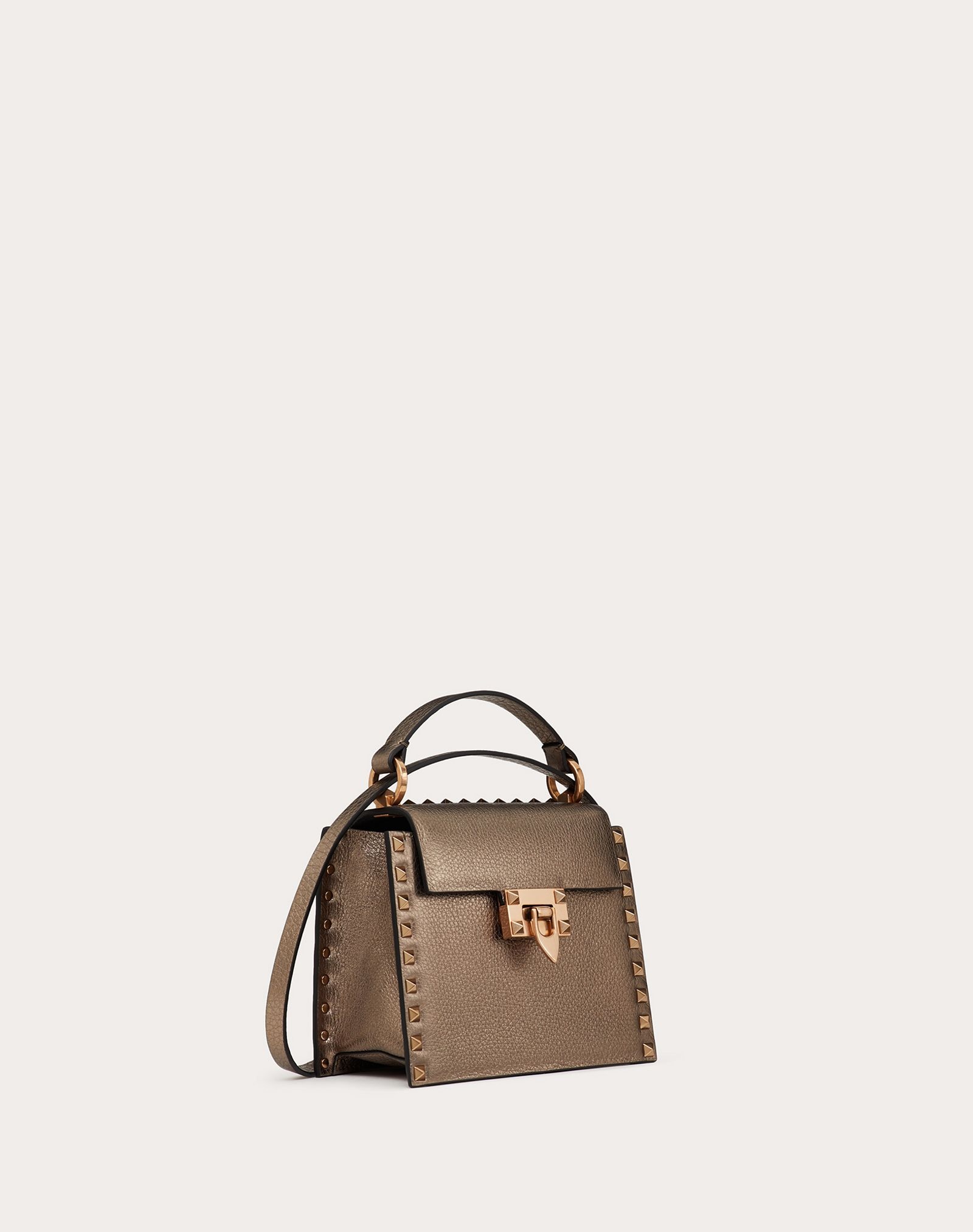 Rockstud Metallic Grainy Calfskin Handbag - 2