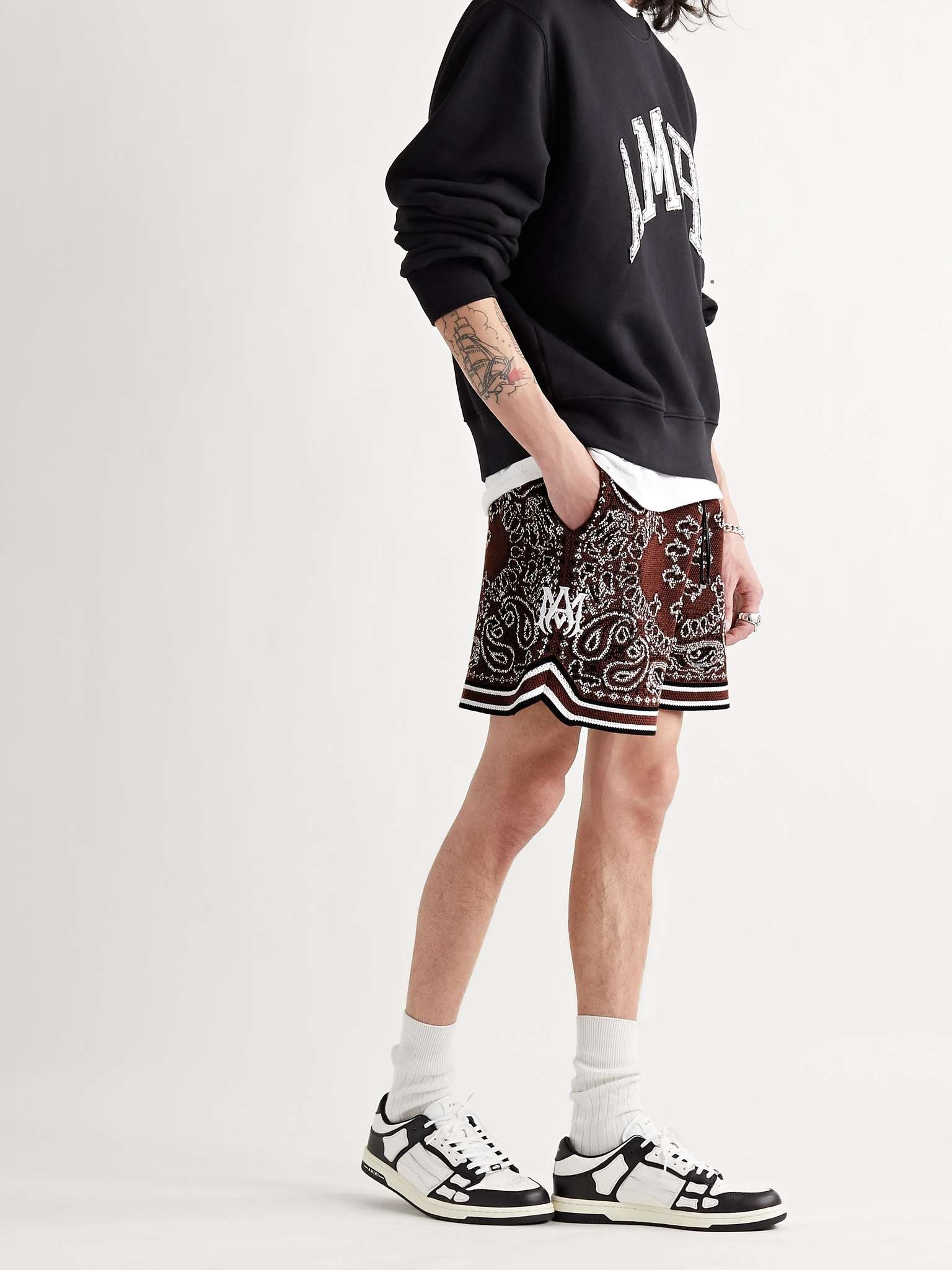 Bandana-Jacquard Cotton and Cashmere-Blend Drawstring Shorts - 2