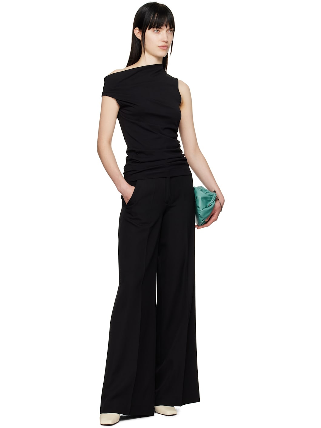 Black Off-Shoulder Jersey Tank Top - 4