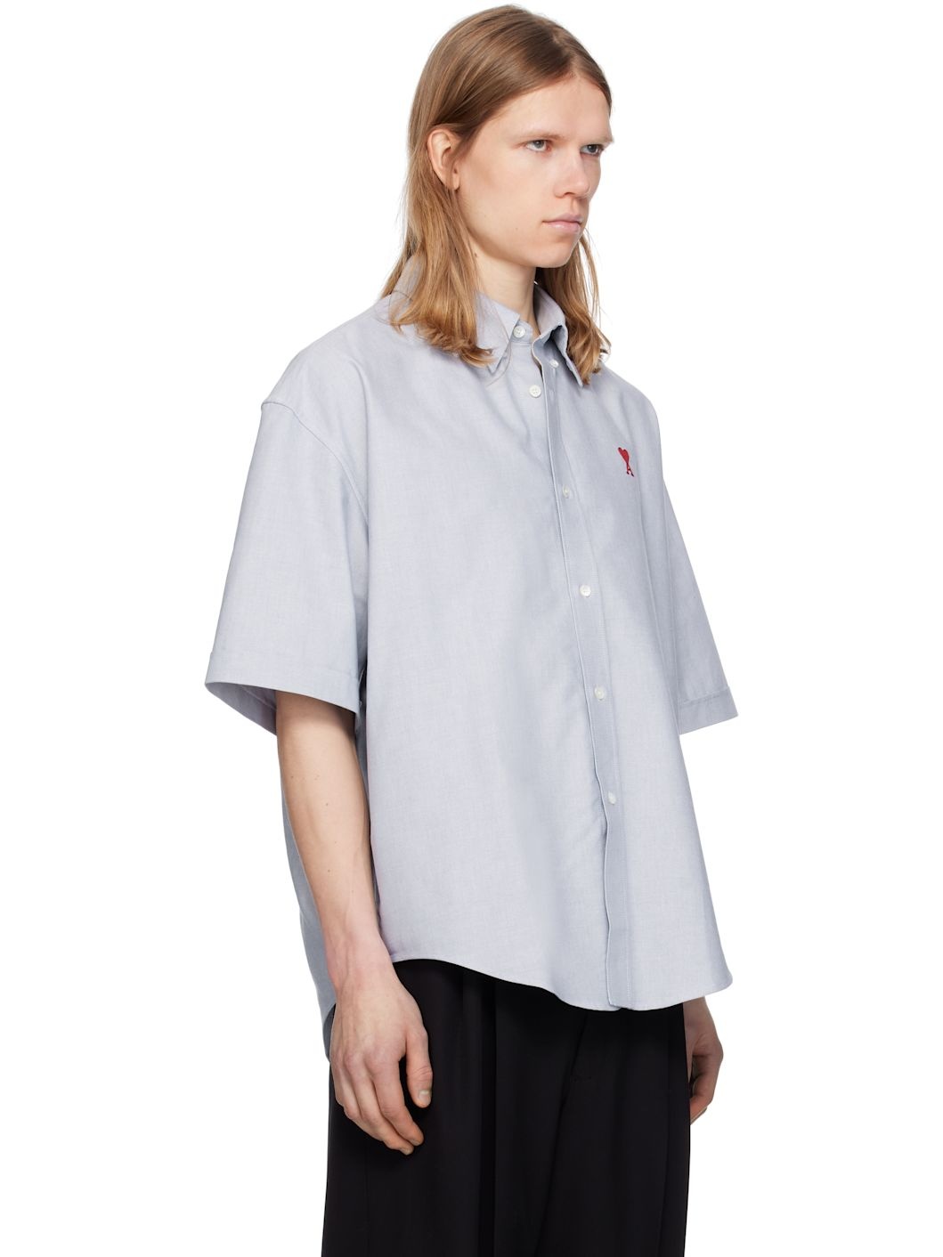 Blue Cotton Boxy Fit Short Sleeves Shirt - 2