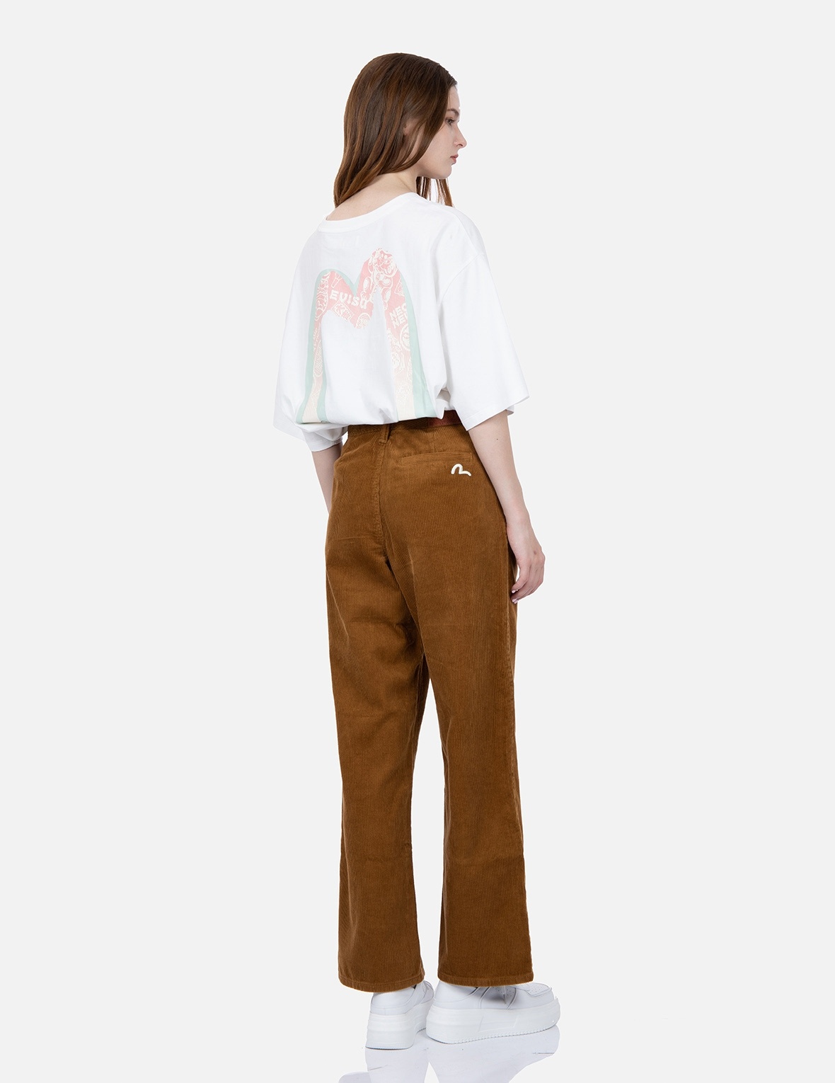 SEAGULL EMBROIDERY STRAIGHT-FIT CORDUROY TROUSERS - 3