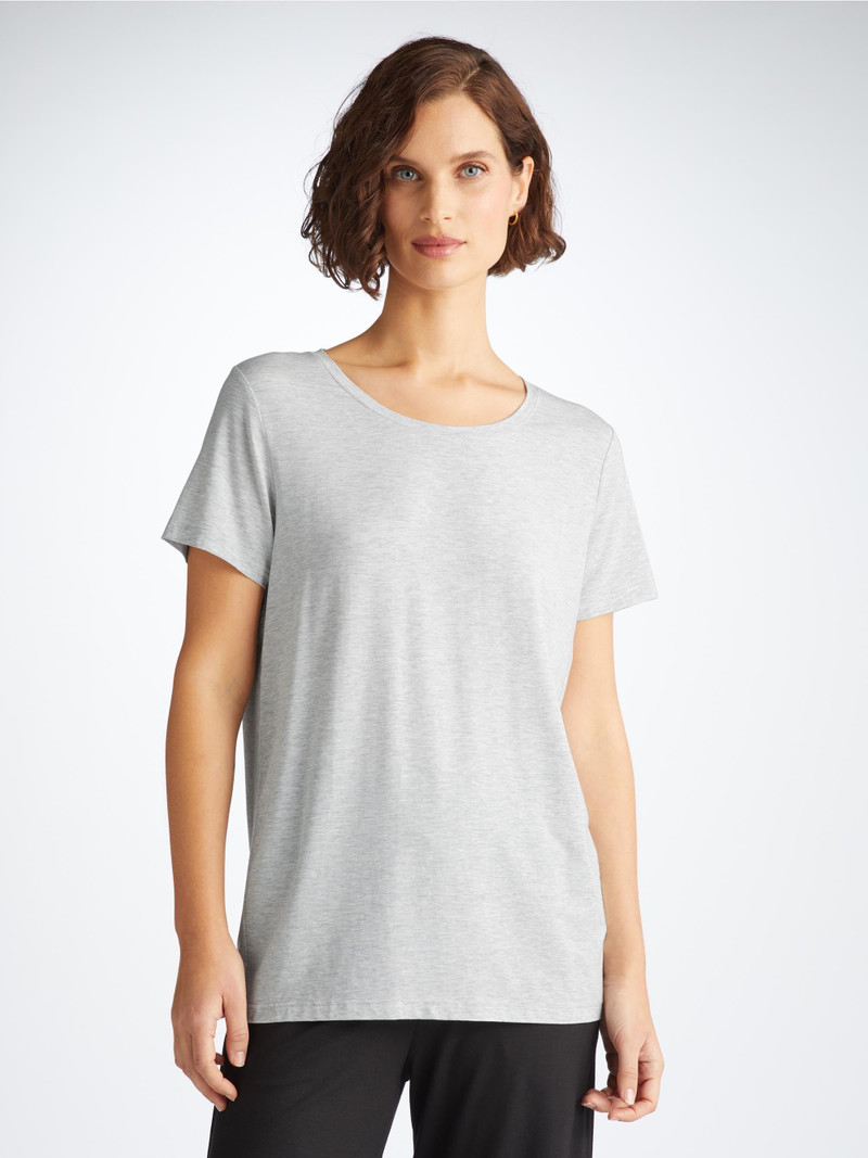 Derek Rose Women's T-Shirt Ethan Micro Modal Stretch Silver Marl outlook