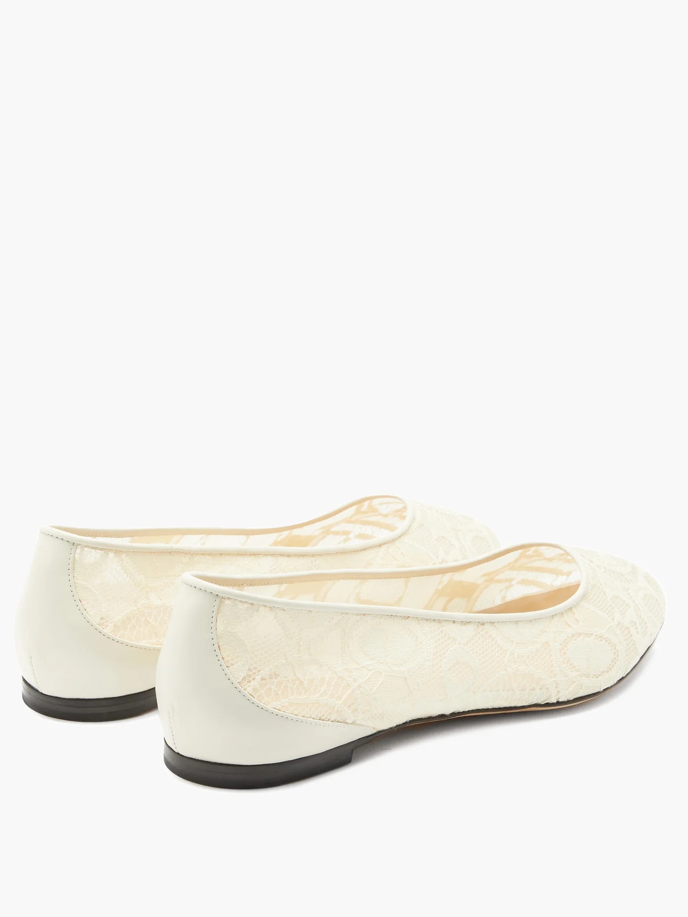 Lauren logo-lace and leather ballerina flats - 4