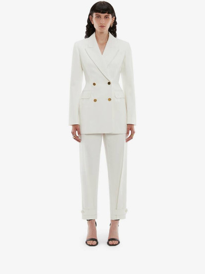 Alexander McQueen Military Cuff Cotton Gabardine Trouser in Optical White outlook