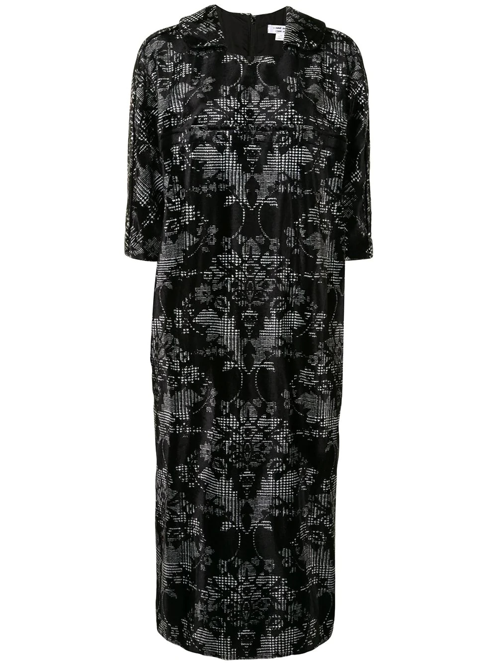 baroque-check print square neck shift dress - 1