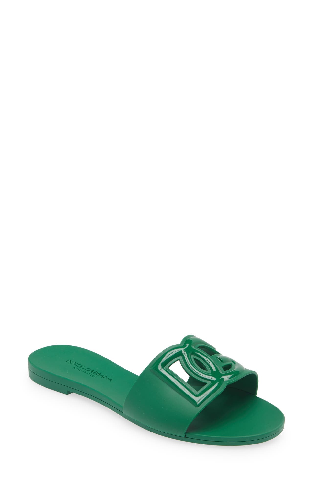 Dolce&Gabbana Bianca Interlock Slide Sandal in Green at Nordstrom - 1