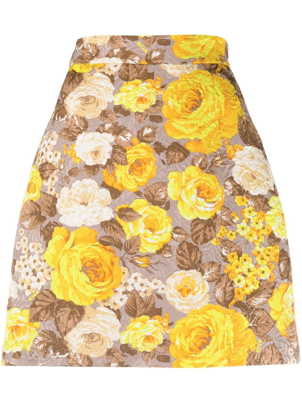 floral jacquard A-line skirt - 1